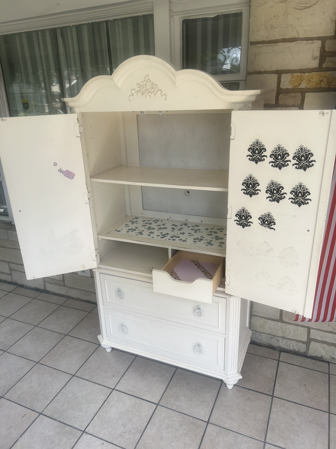 White Armoire Wardrobe with Drawers - photo 2