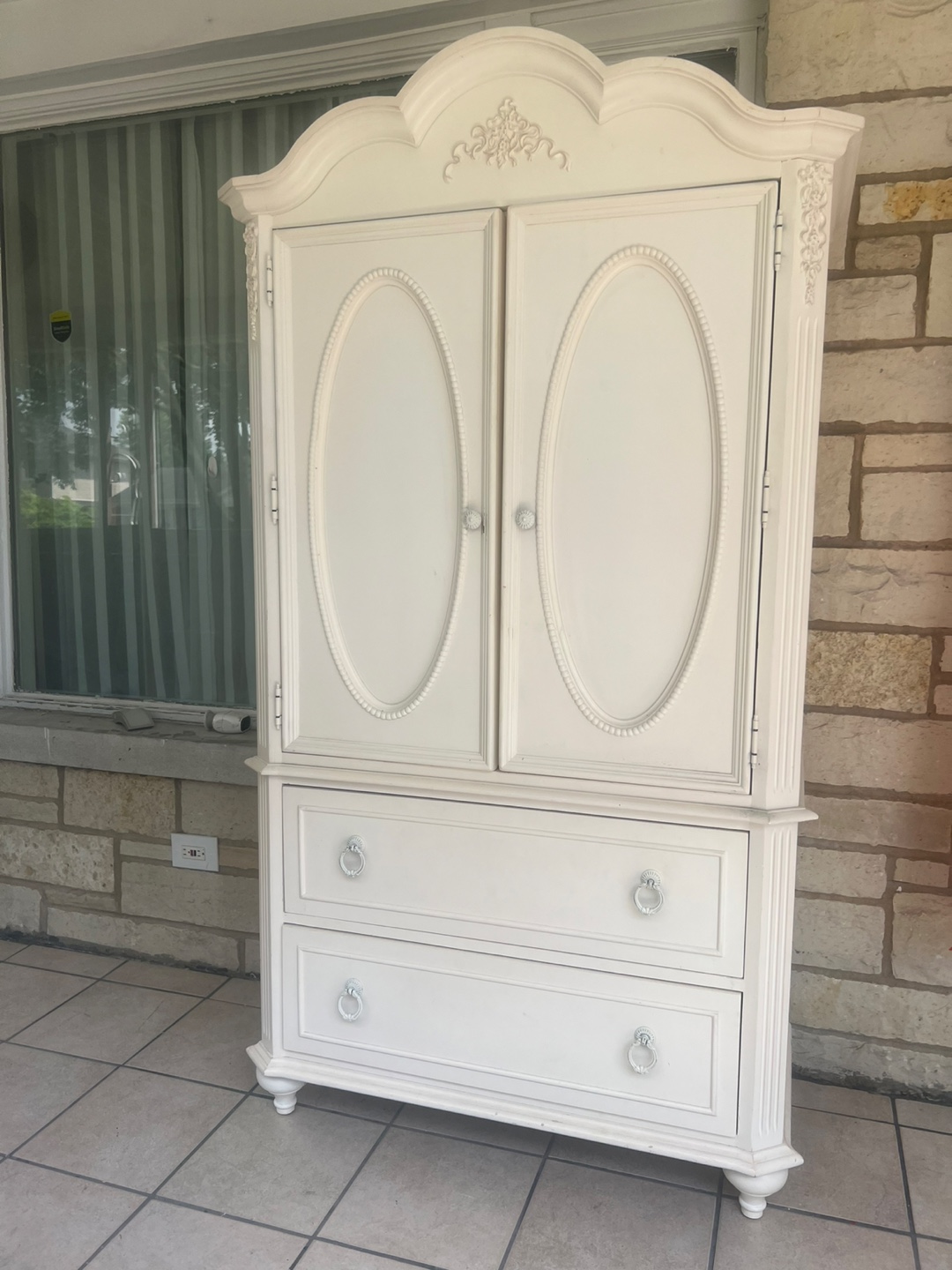 White Armoire Wardrobe with Drawers - photo 3