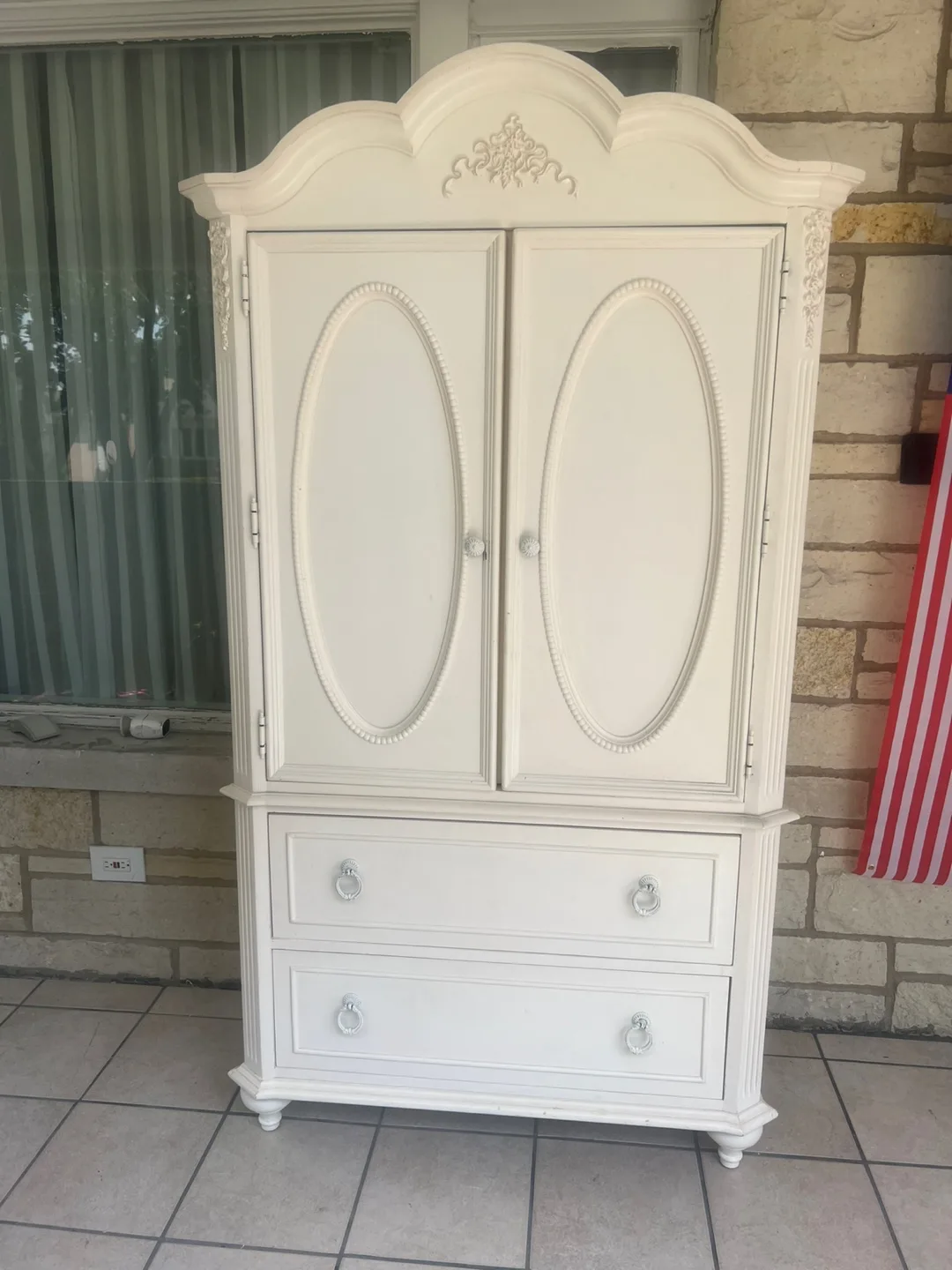 White Armoire Wardrobe with Drawers thumbnail