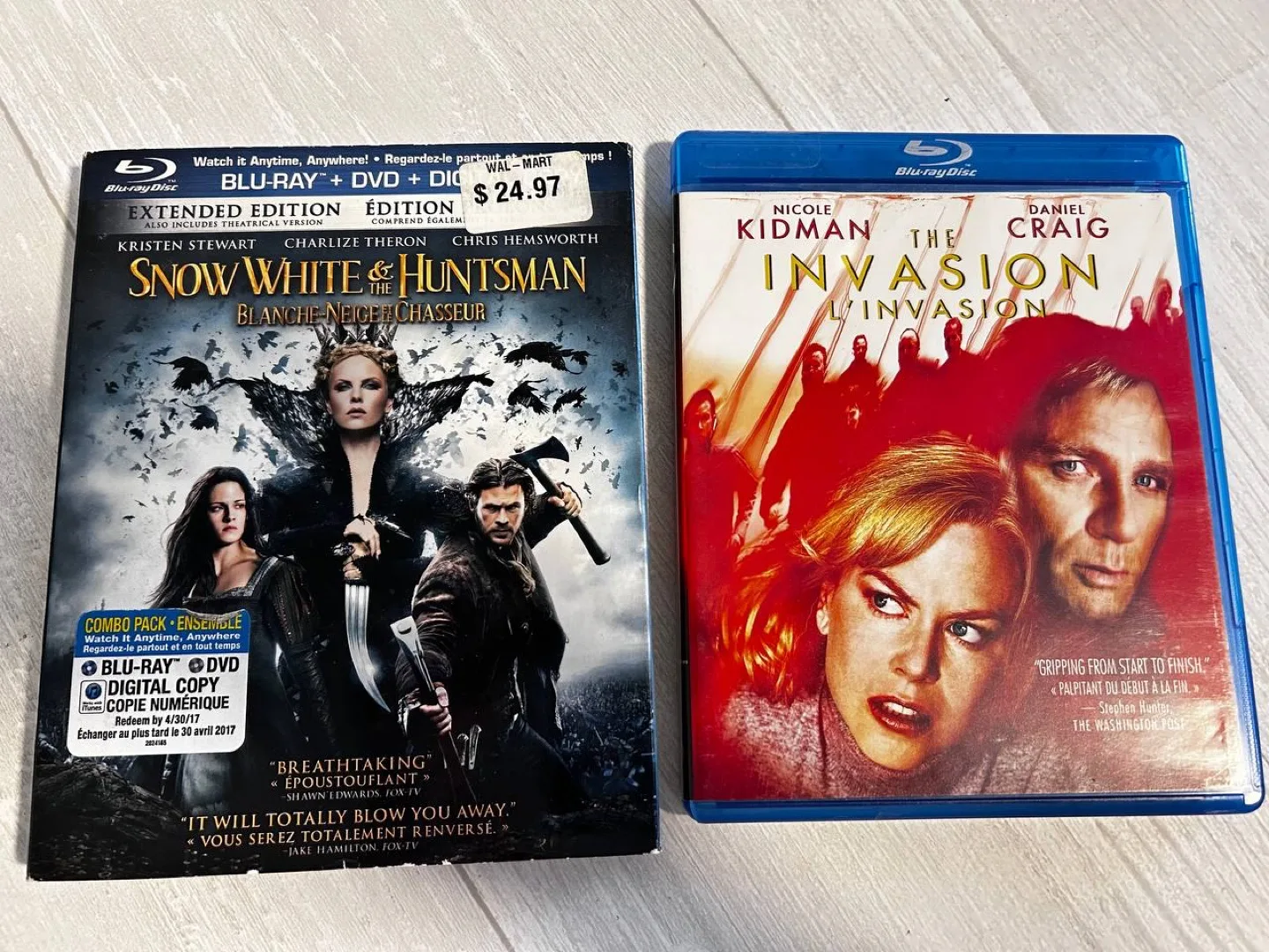 Blu-ray Movies Snow White & the Huntsman and The Invasion thumbnail