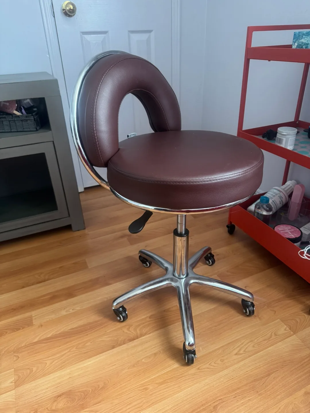 Brown Rolling Swivel Stool thumbnail