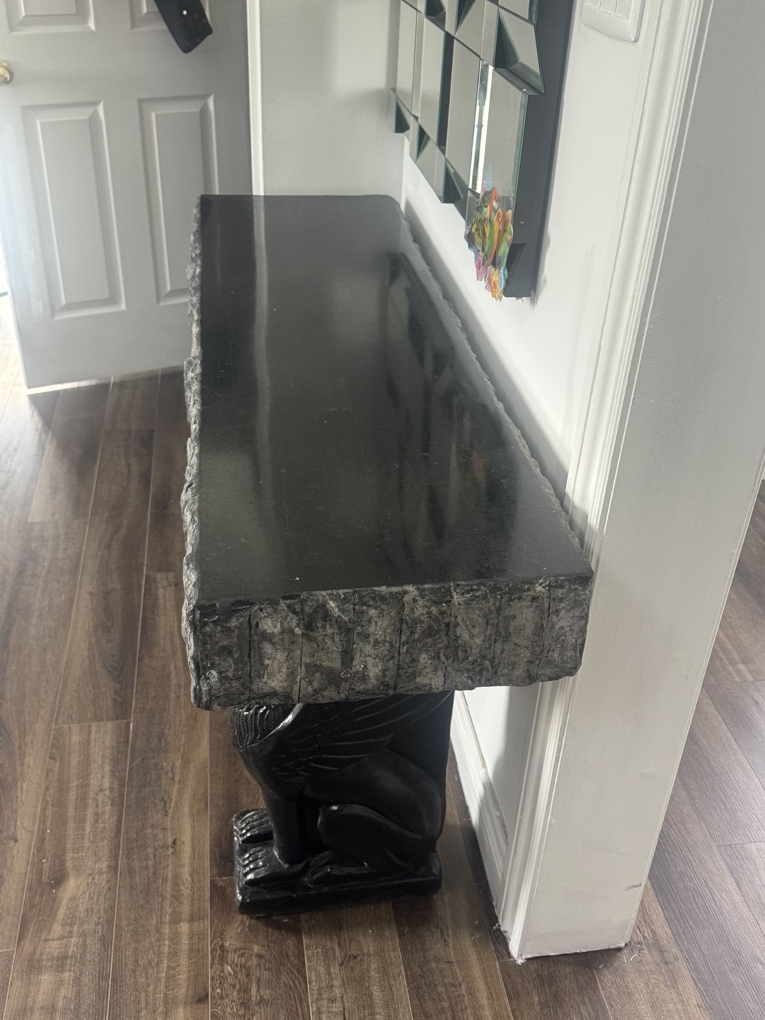 Unique Granite Black Console Table with Lion Base - photo 2