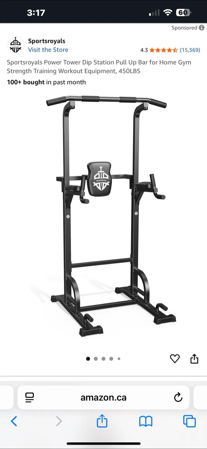 Sportsroyals Power Tower Dip Station Pull Up Bar thumbnail