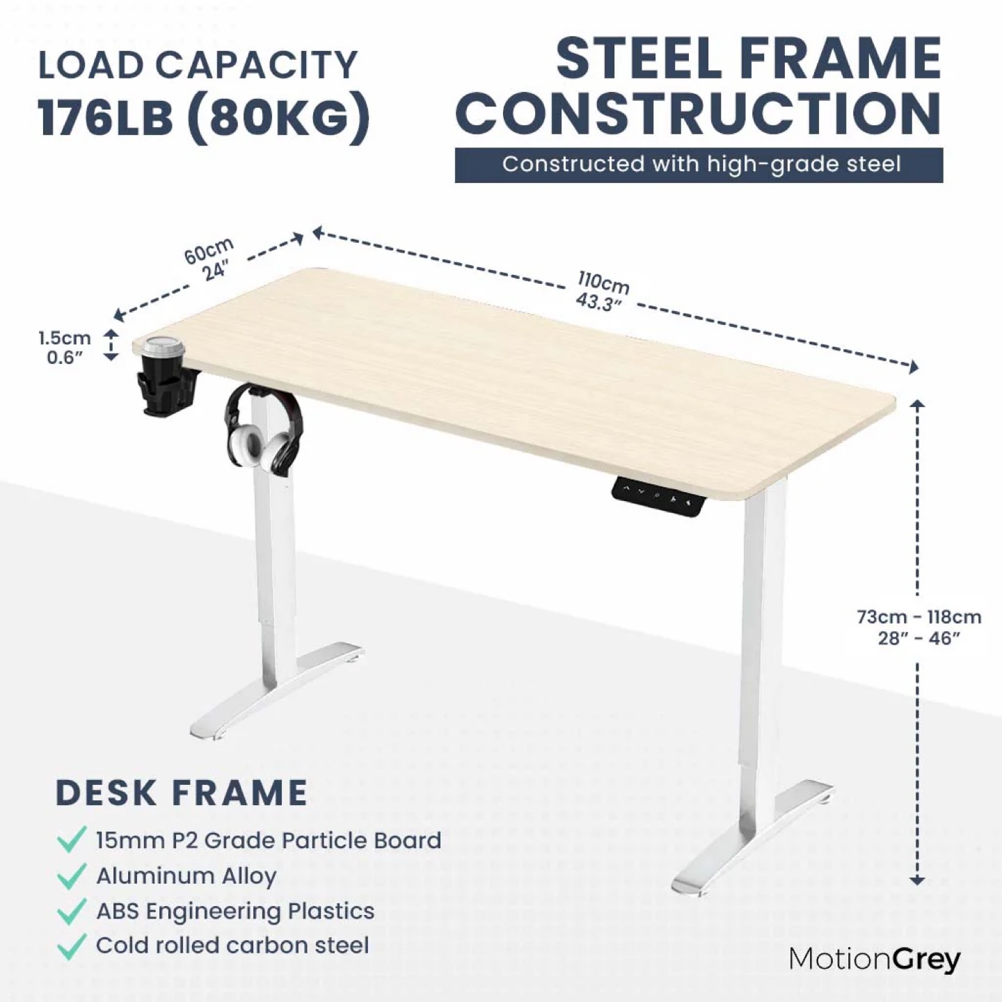 MotionGrey Adjustable Standing Desk - photo 2