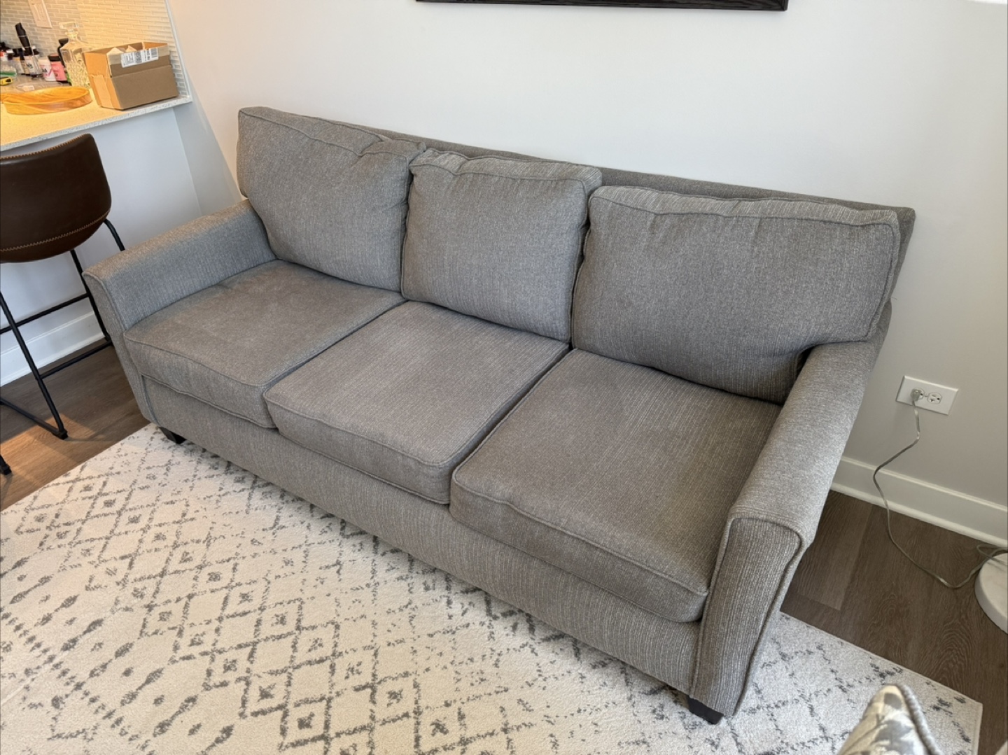 Comfortable Gray Three-Seat Sofa - photo 2