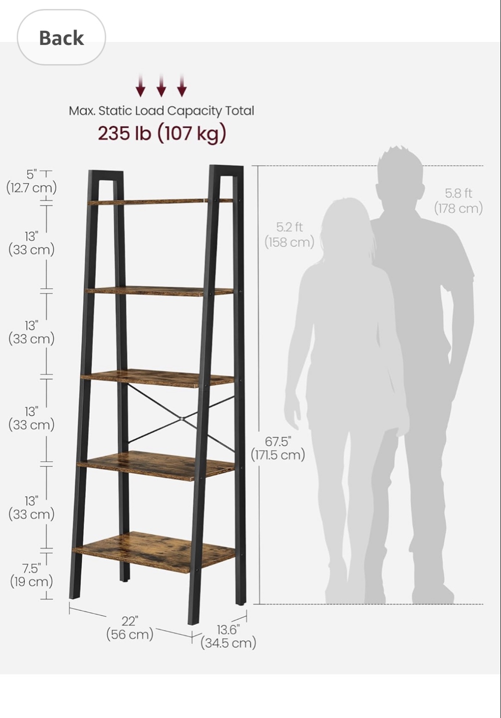 5-Tier Ladder Shelf Bookcase - photo 5