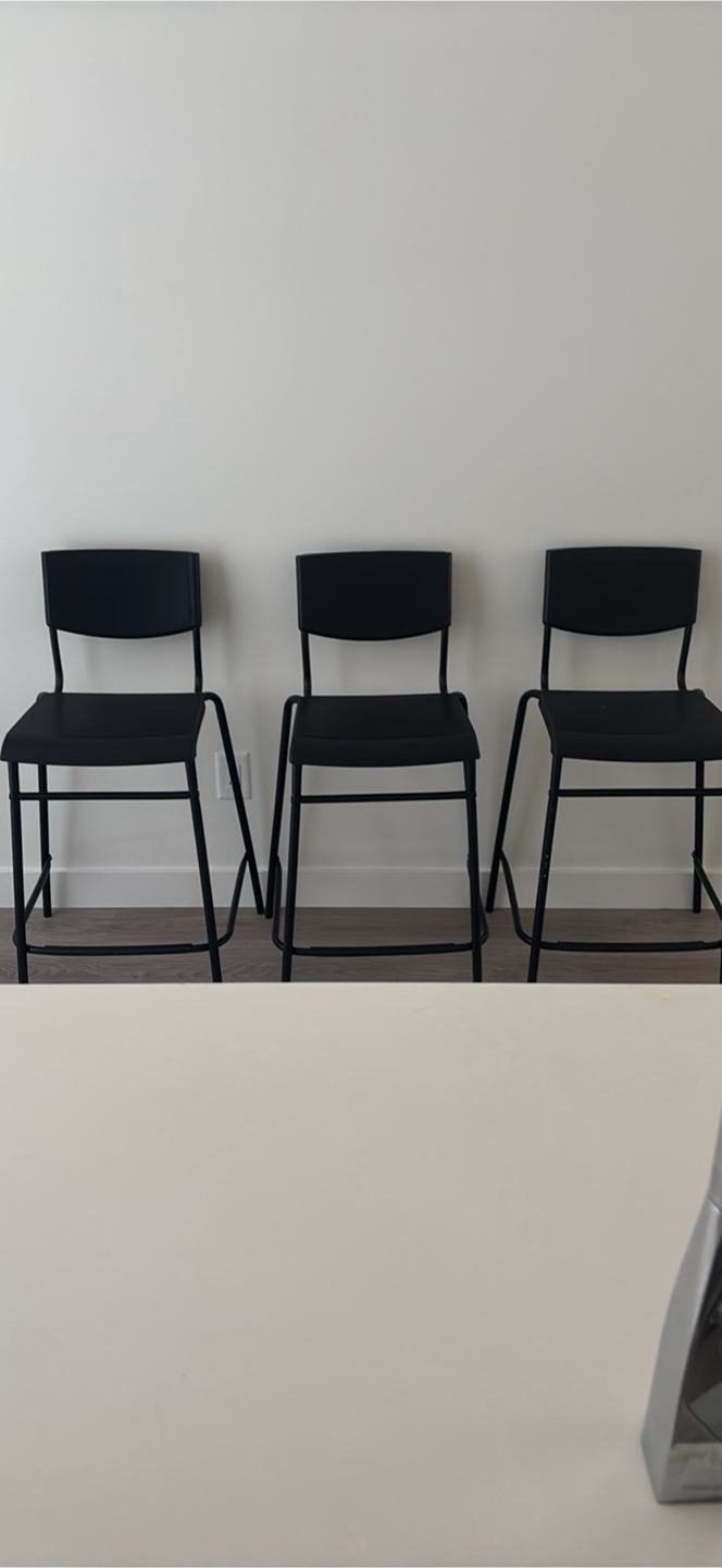 Set of 3 Black Bar Stools - photo 2