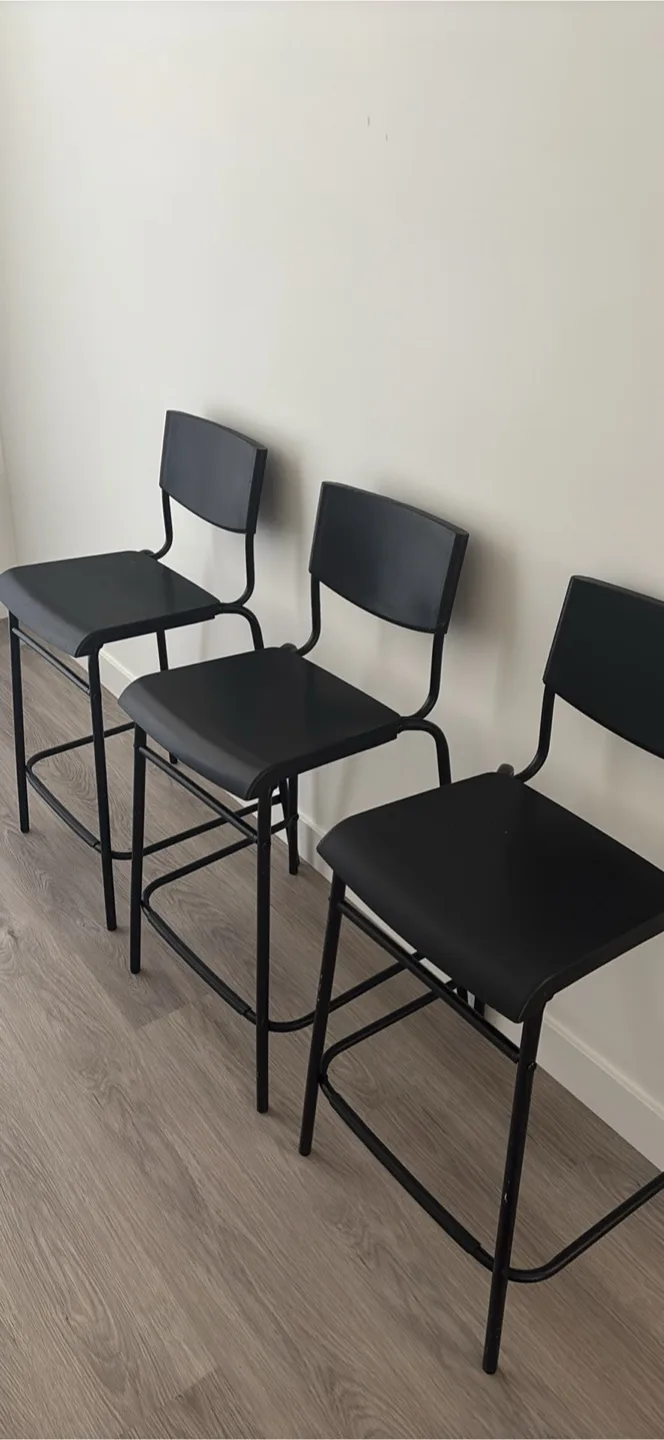 Set of 3 Black Bar Stools thumbnail