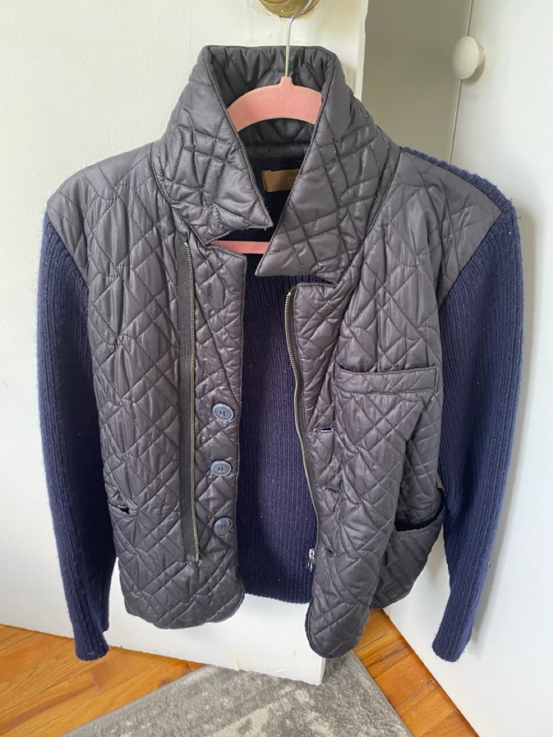 Quilted Vest with Knit Sleeves thumbnail
