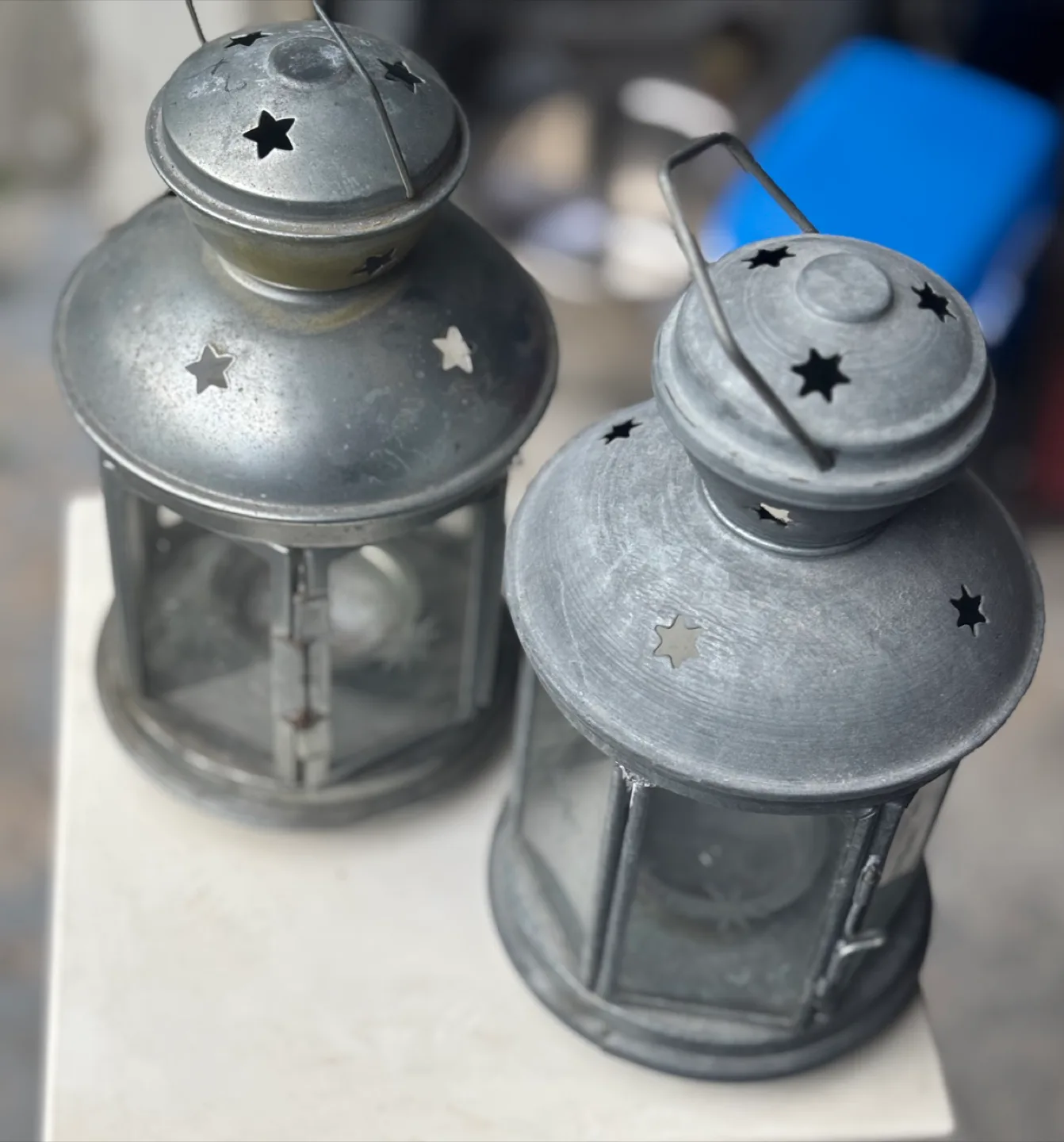 Pair of Metal & Glass Outdoor Candle Lanterns - Summer Project thumbnail