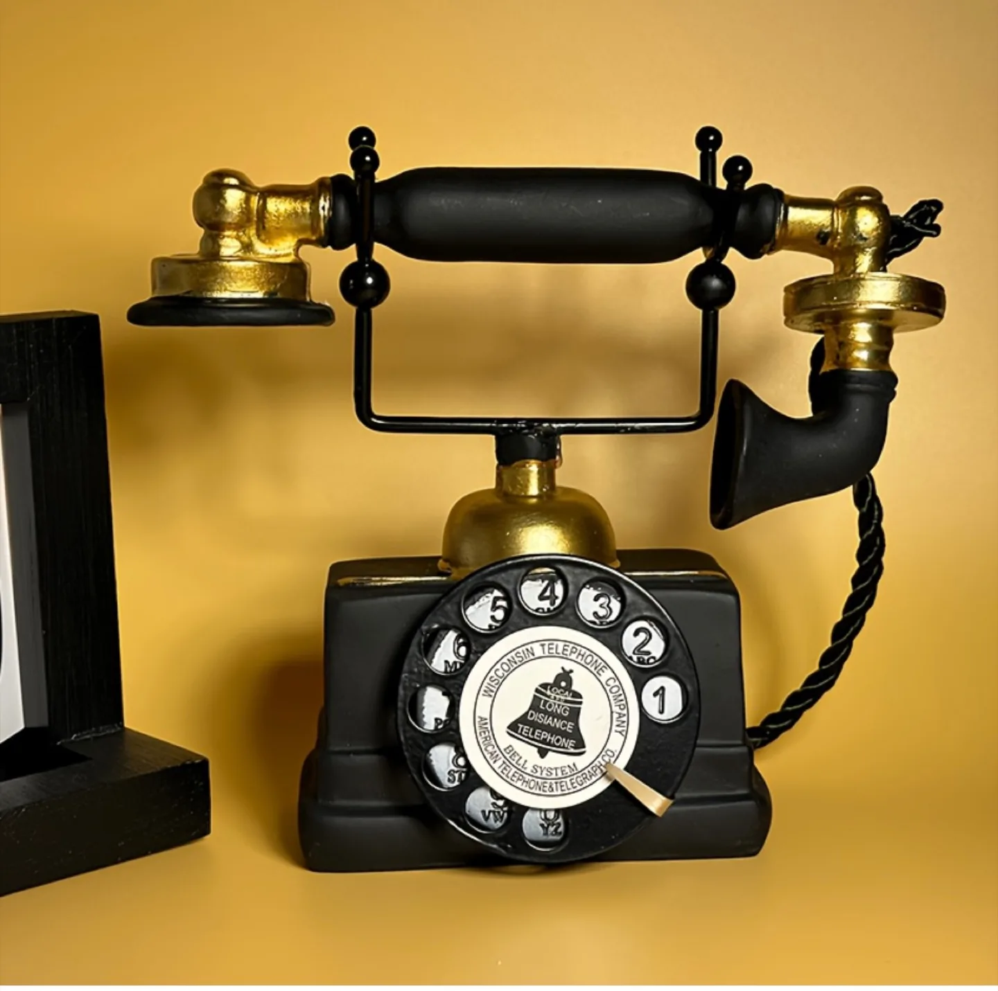 Vintage Style Decorative Telephone - Black & Gold thumbnail