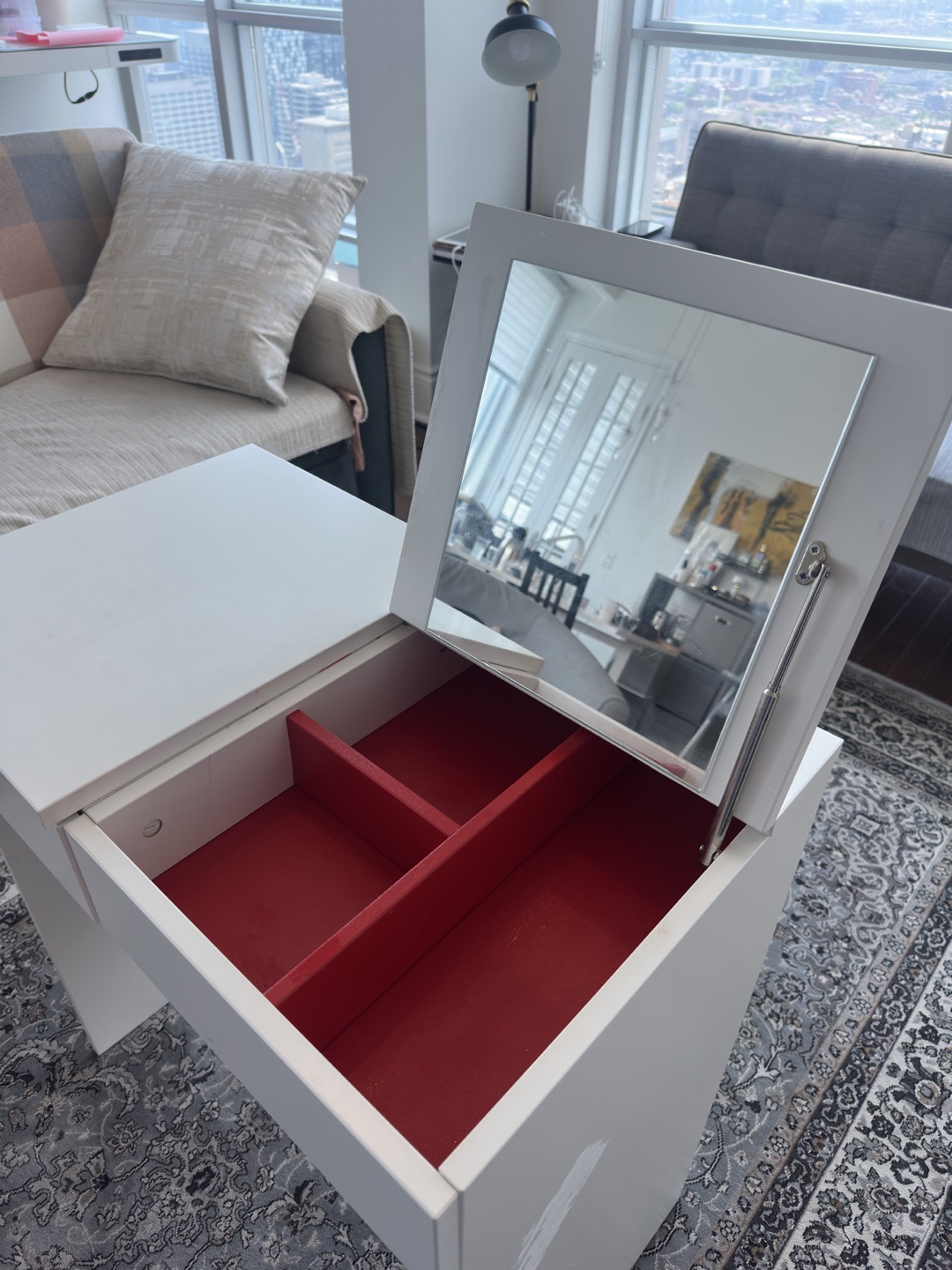 White Vanity Makeup Table with Mirror - photo 4