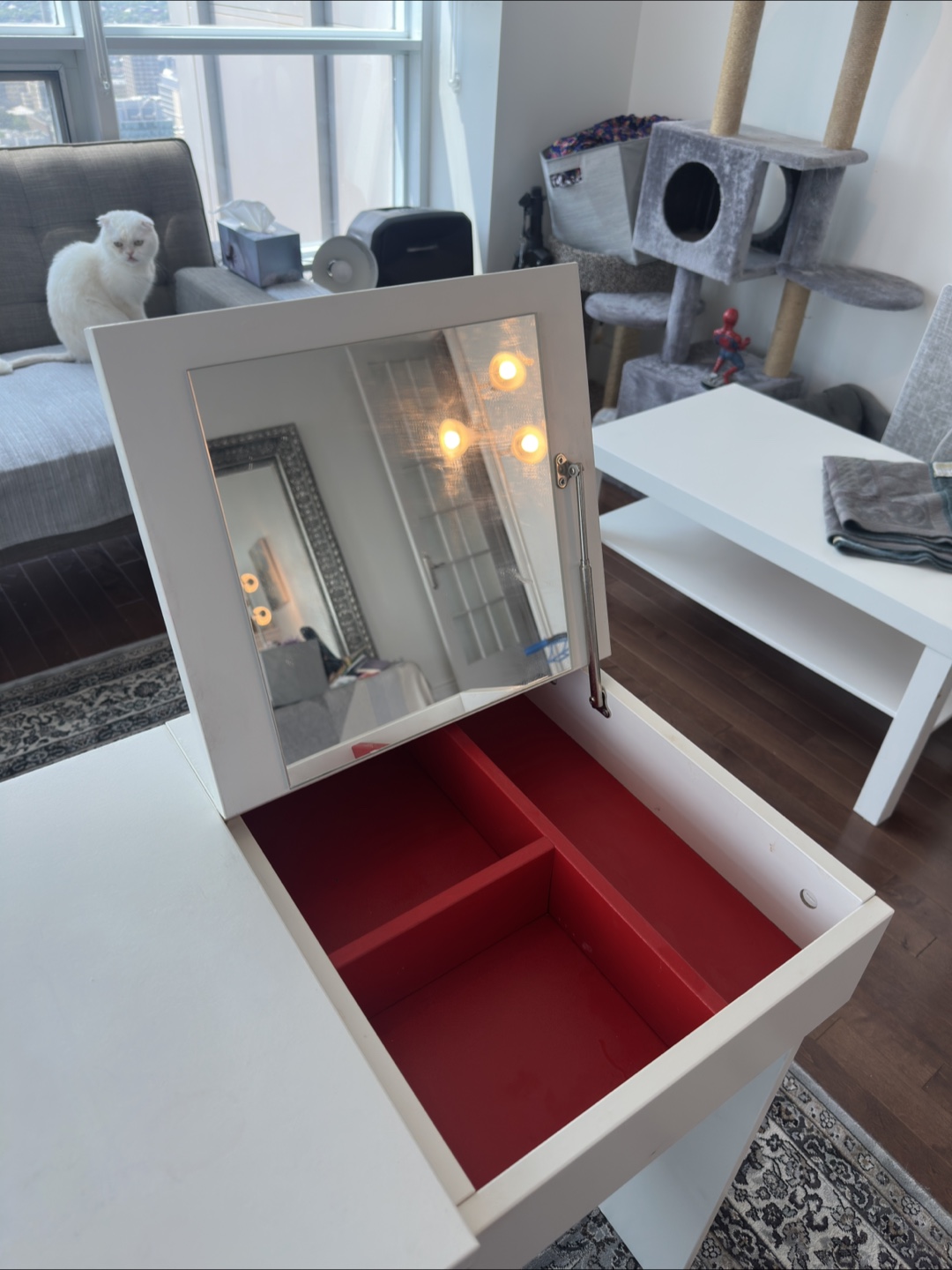 White Vanity Makeup Table with Mirror - photo 3