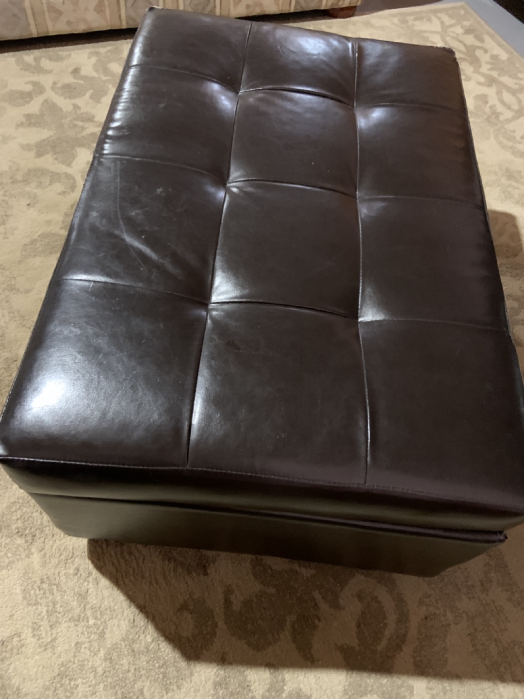 FREE.  Brown Faux Leather Storage Ottoman