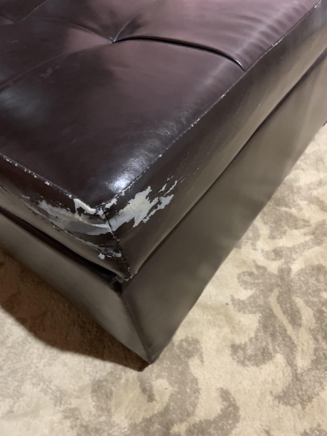 FREE.  Brown Faux Leather Storage Ottoman - photo 4