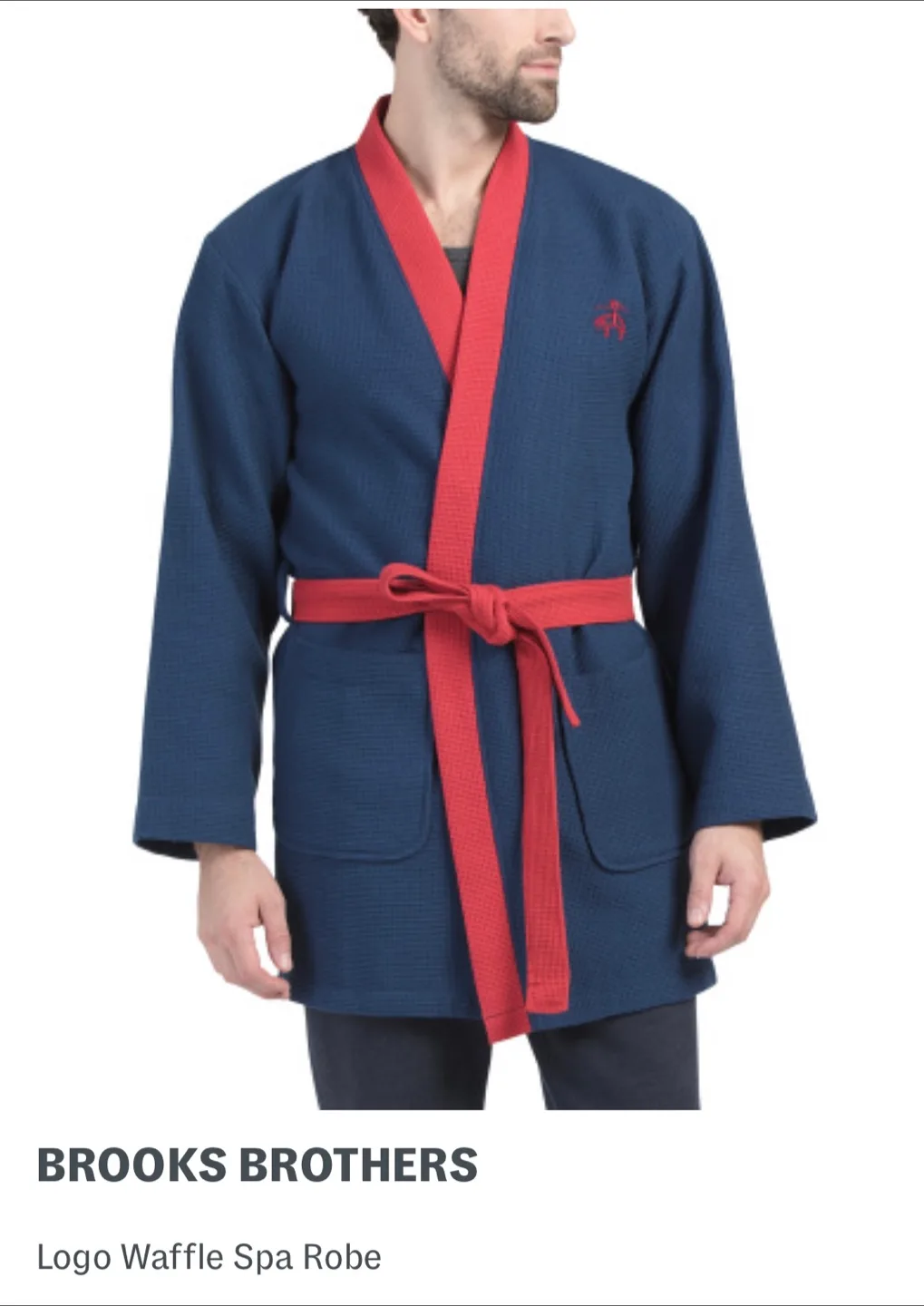 Brooks Brothers Logo Waffle Spa Robe thumbnail