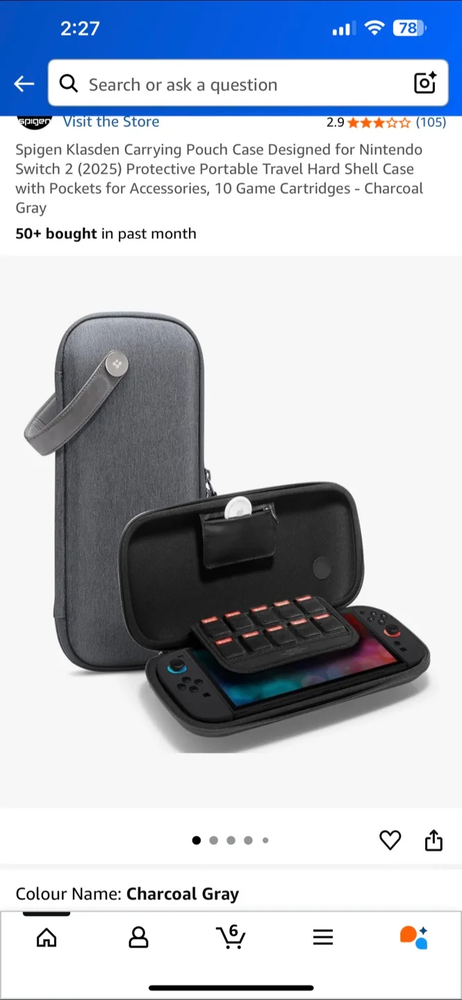 NEW Spigen Klasden Nintendo Switch 2 Case - Charcoal Gray thumbnail