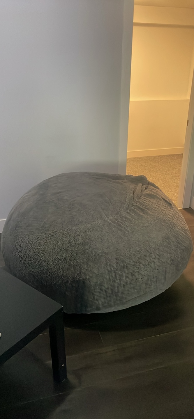 Grey Fuzzy Beanbag
