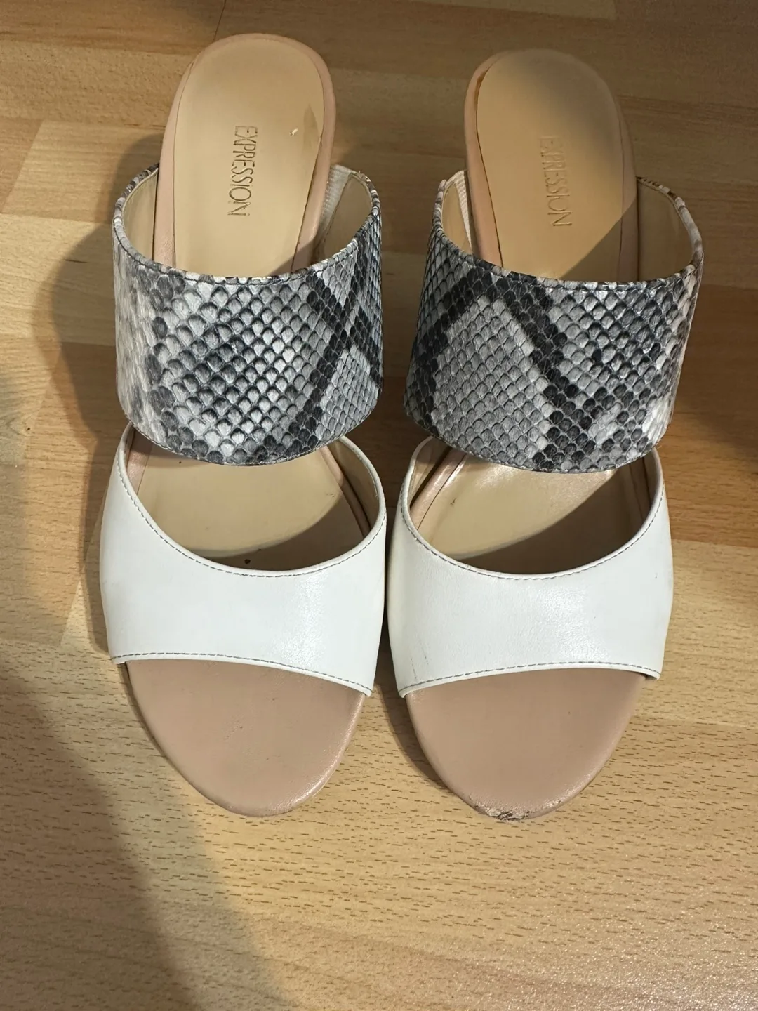 Expression Snakeskin Heeled Sandals - Size 8