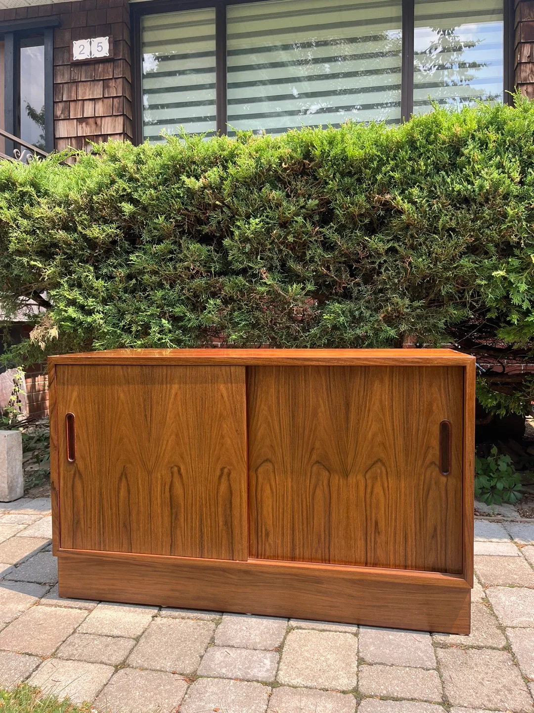 Vintage rosewood Wooden Cabinet with Sliding Doors thumbnail
