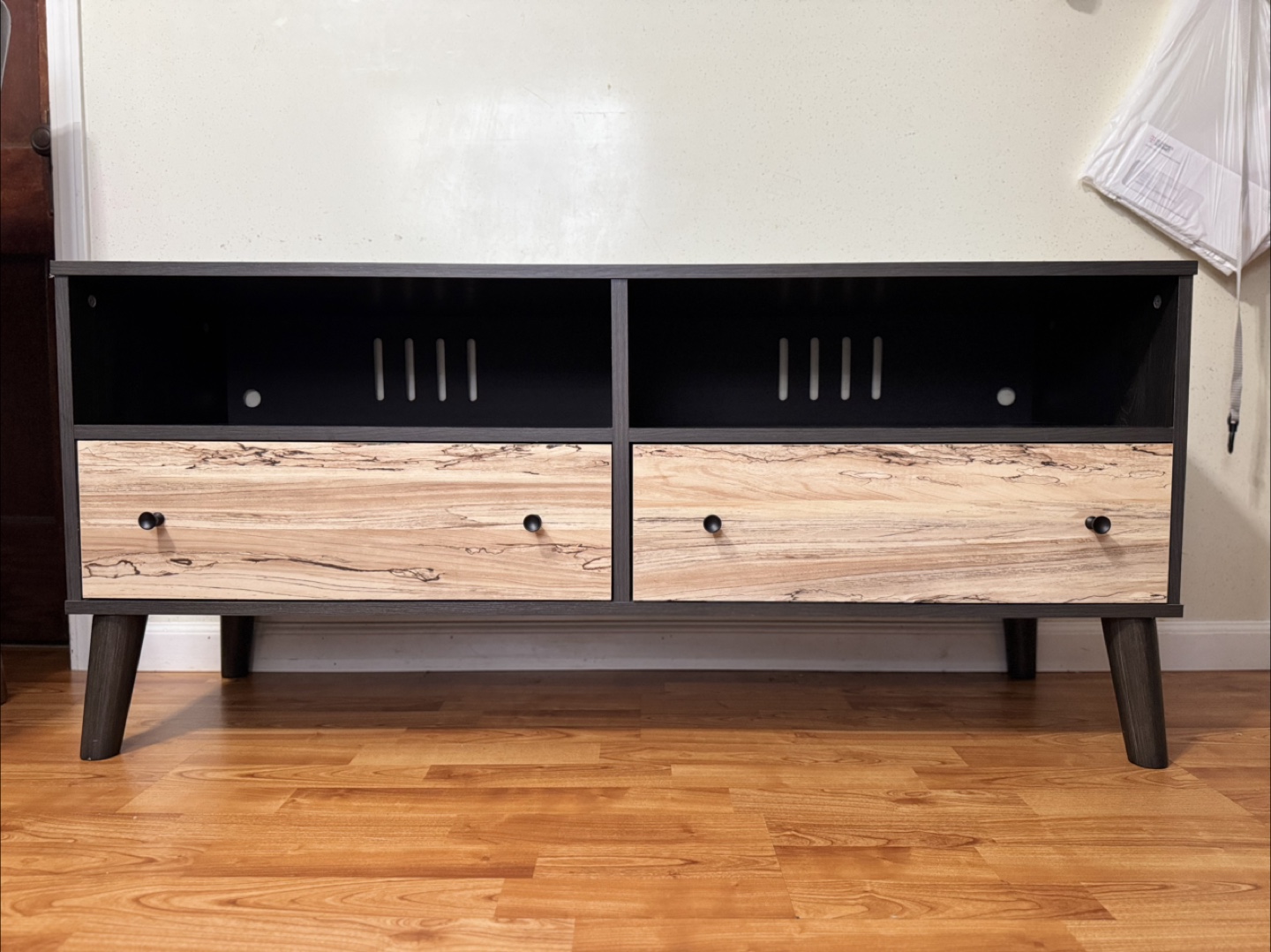 Dark Brown & Light Wood TV Stand