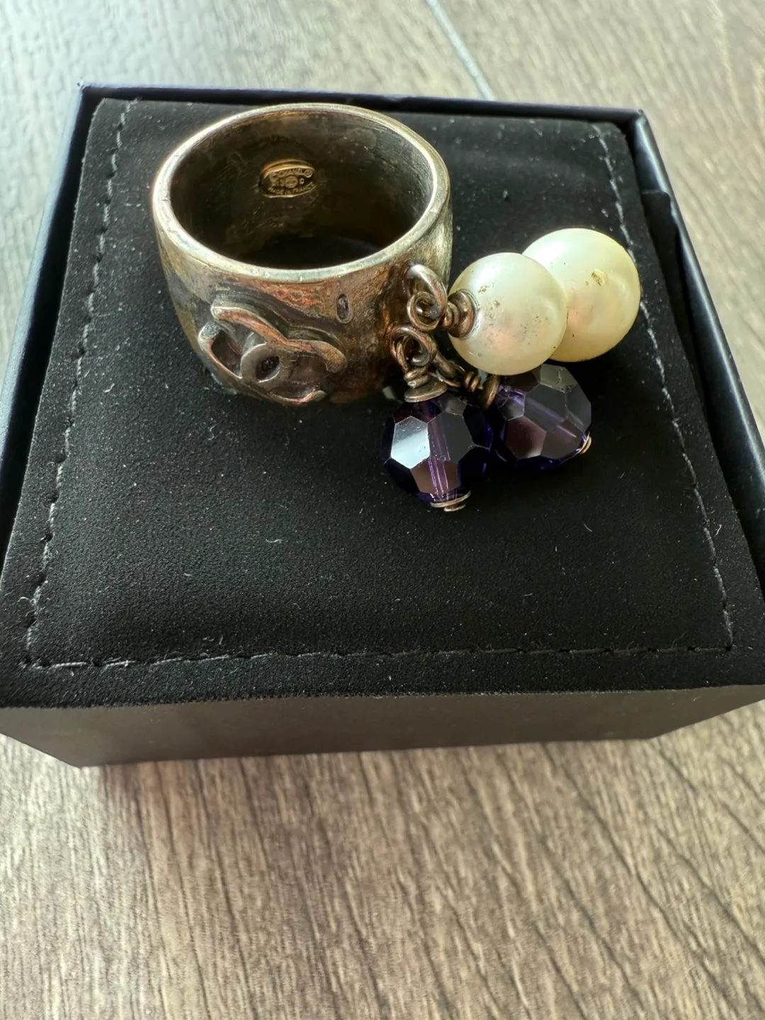 Chanel Ring with Pearls and Purple Stone thumbnail