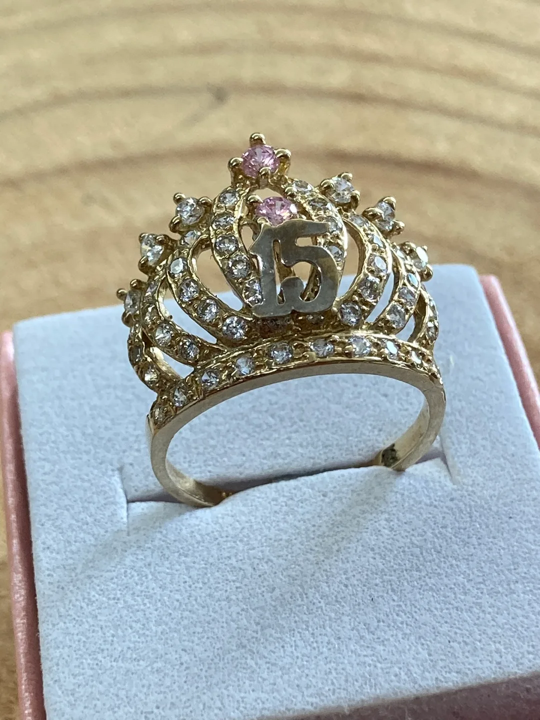 Real Gold 10k  15 Anos Ring - Quinceanera Crown thumbnail