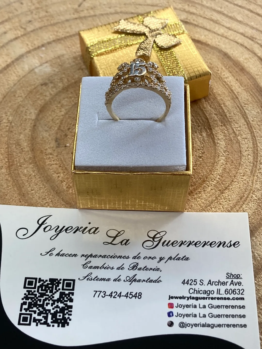 Joyería La Guerrerense Real gold 14k Ring with Number 15 image indicator(4)