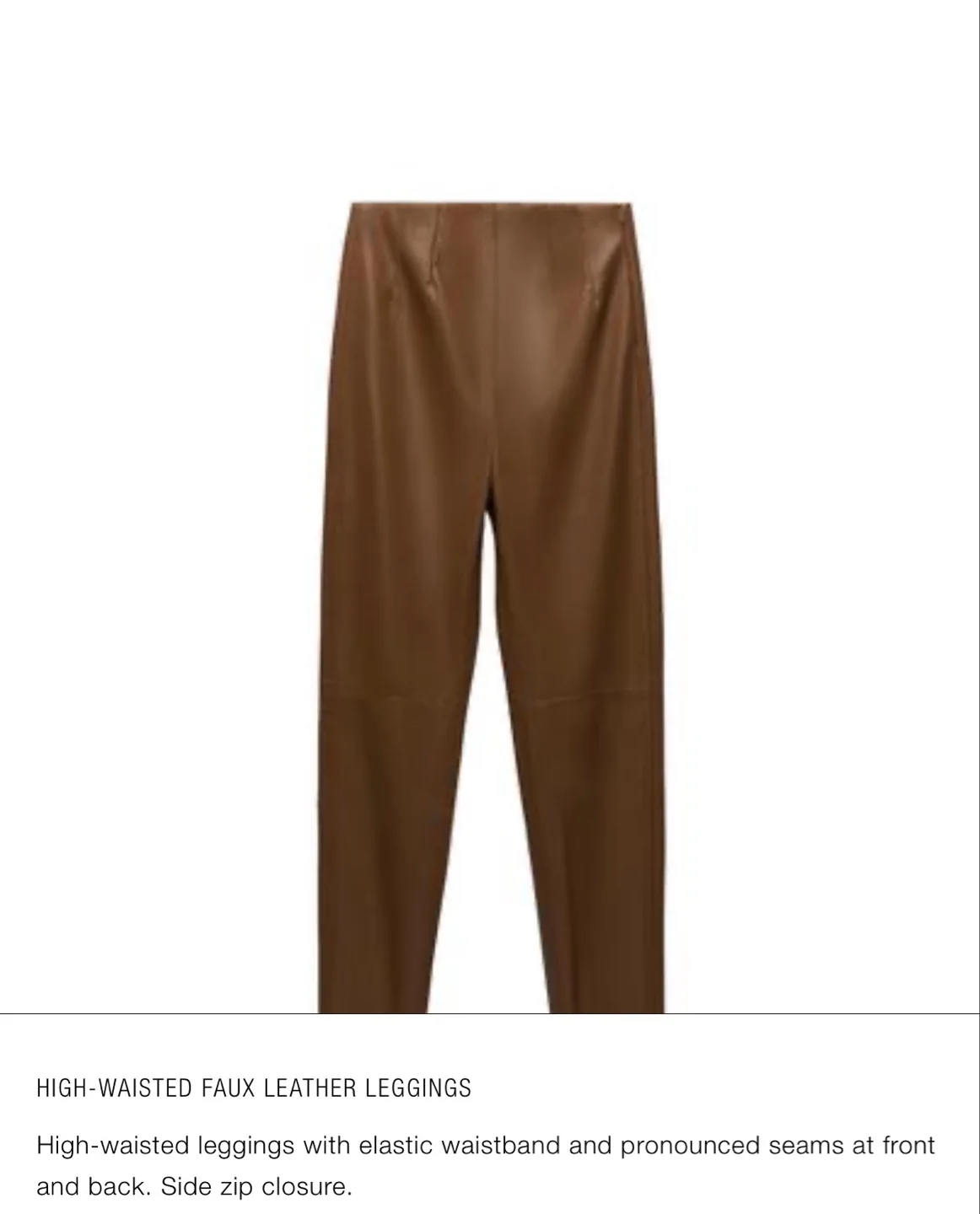 Zara Faux Leather Leggings - Size S thumbnail