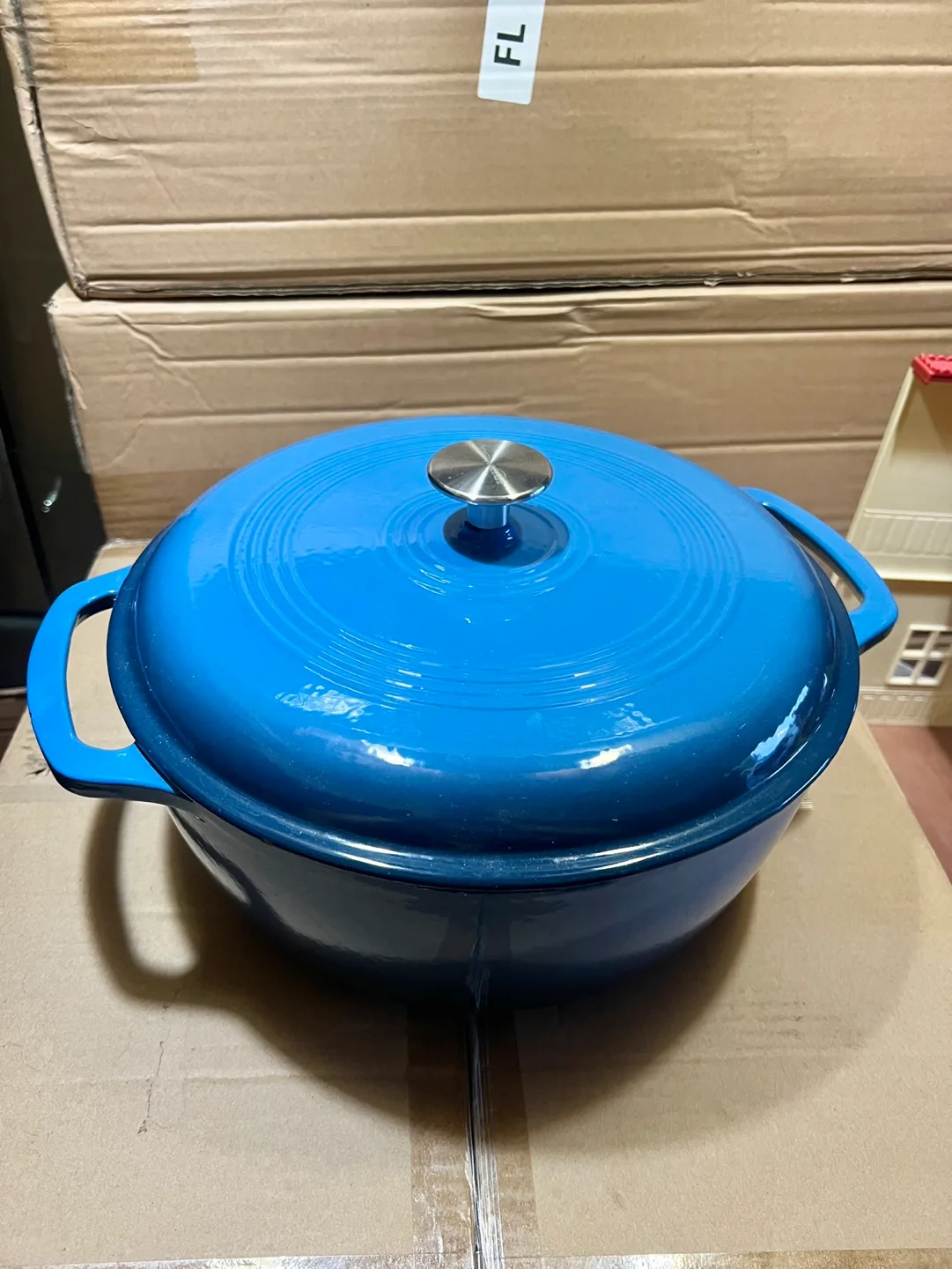 Blue Enameled Cast Iron Dutch Oven pot thumbnail