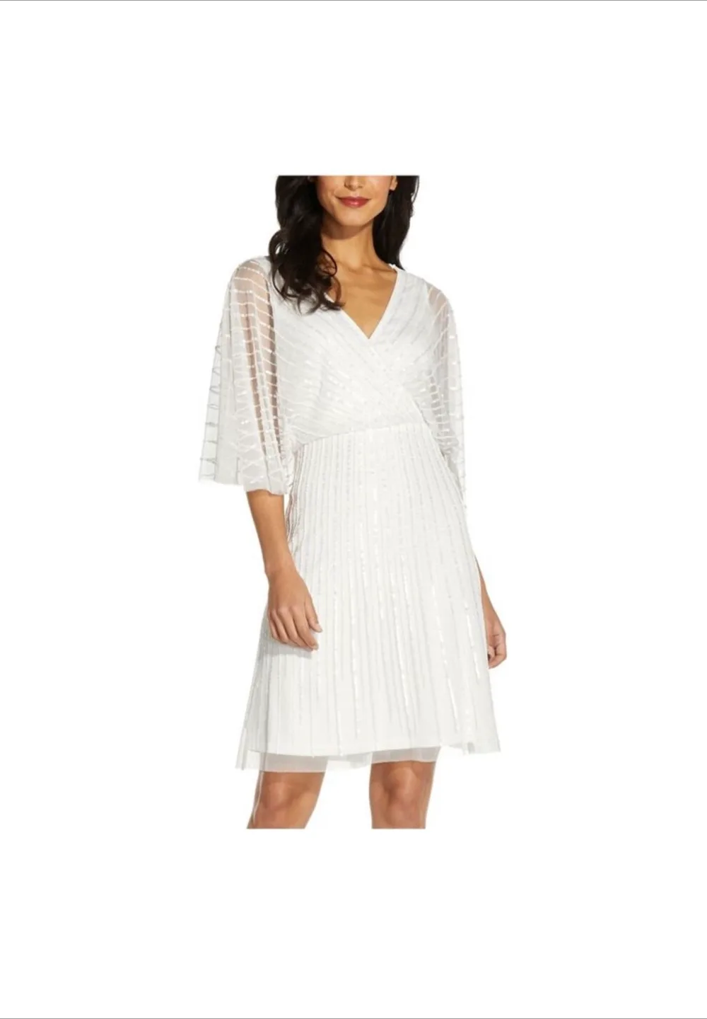 Adrianna Papell Ivory Mini Dress - Size 4 thumbnail