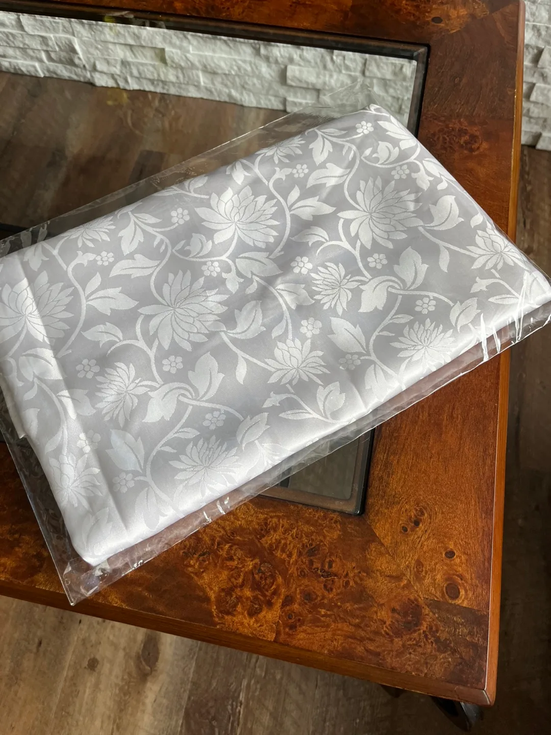 White Floral Patterned Tablecloth