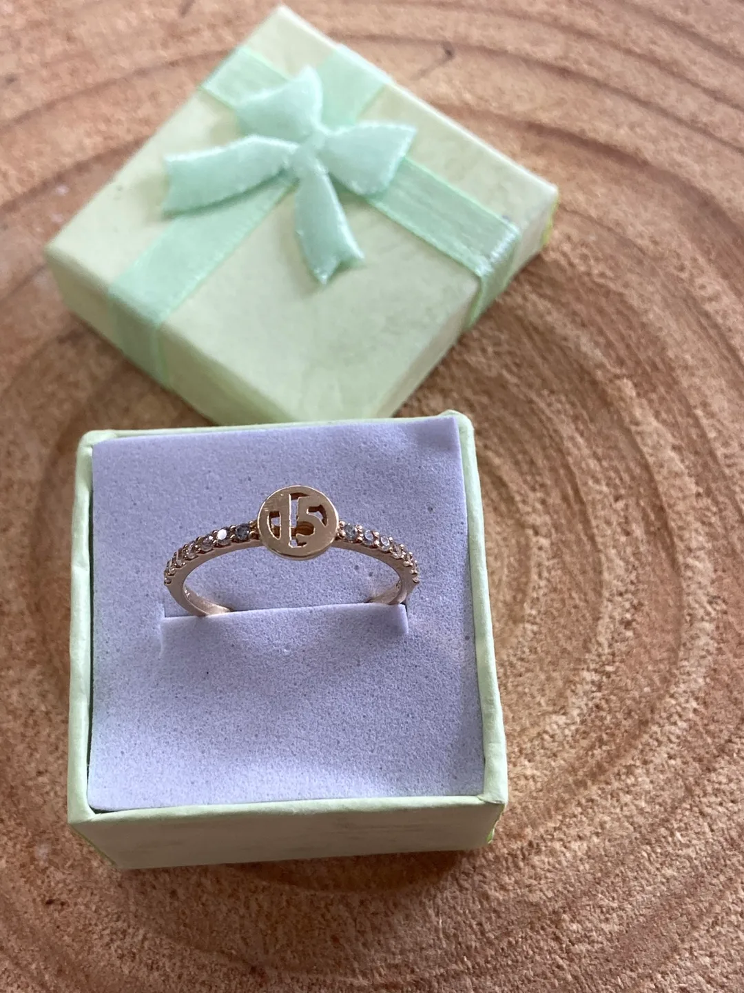 Real Gold 14k Ring with Number 15 Design image indicator(3)