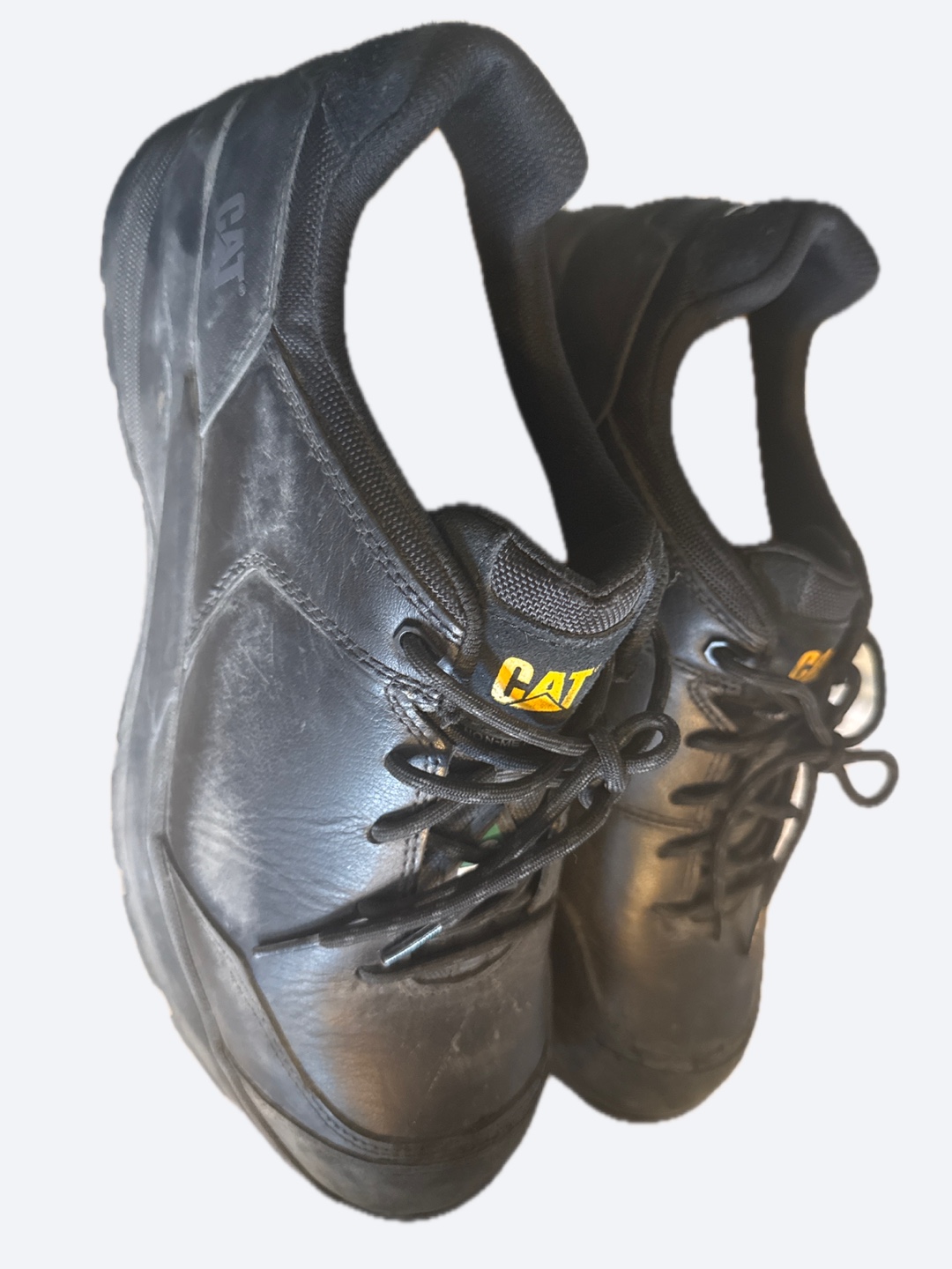 CAT Black Leather Work Shoes