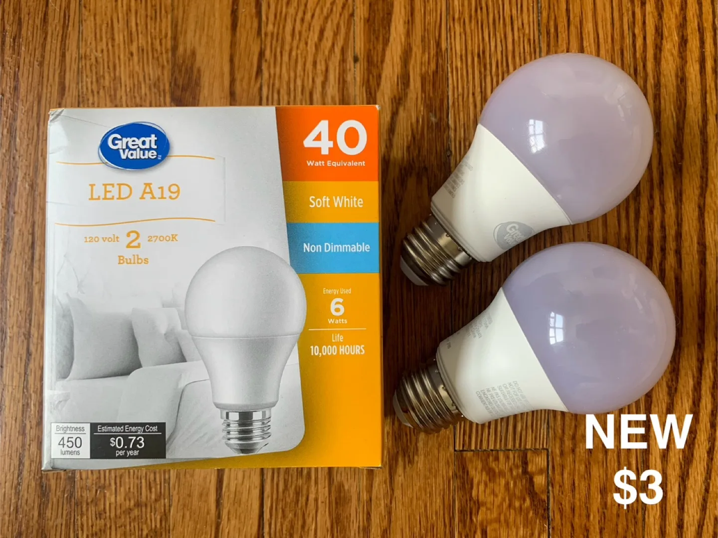 New Great Value LED A19 40W Soft White Bulbs thumbnail