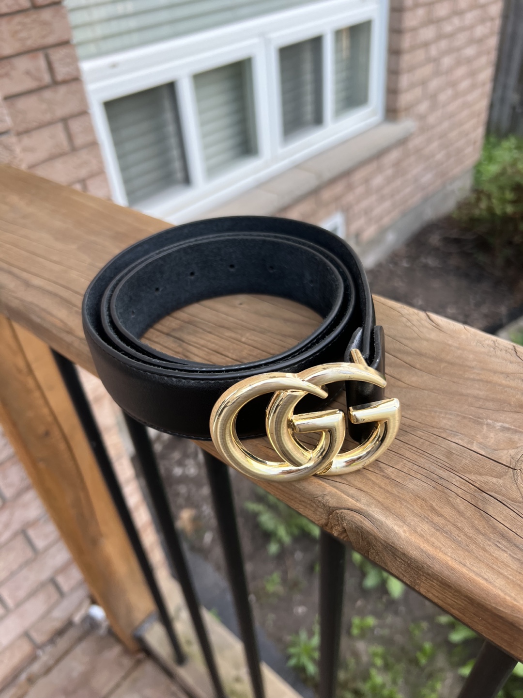 Gucci Black Leather Belt with Gold Buckle