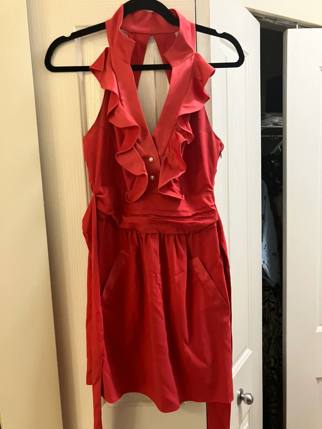 Coral BCBG Ruffle Dress thumbnail