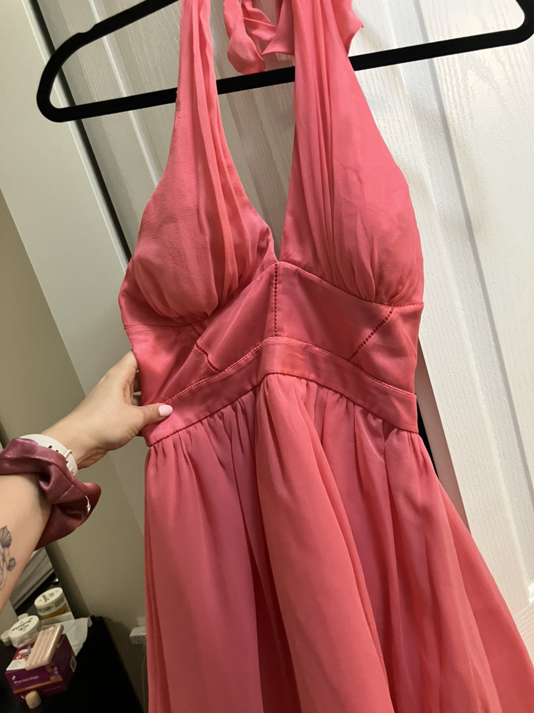 Pink Bebe Halter Dress