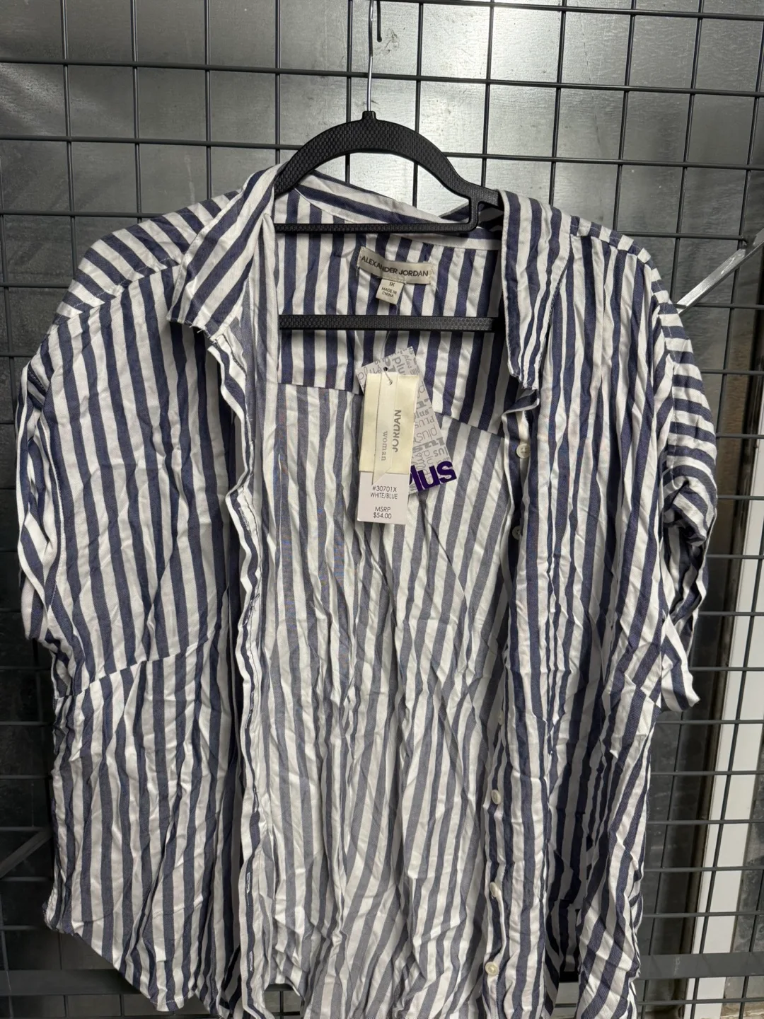 Alexander Jordan 1X Striped Blouse - New with Tags thumbnail