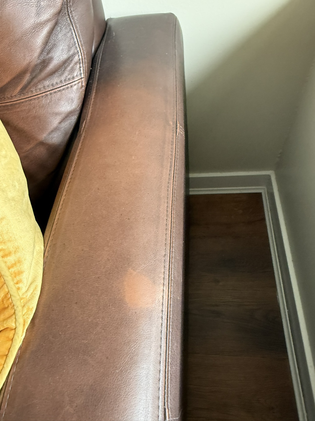 Brown Leather Sectional Sofa with Ottoman - photo 3