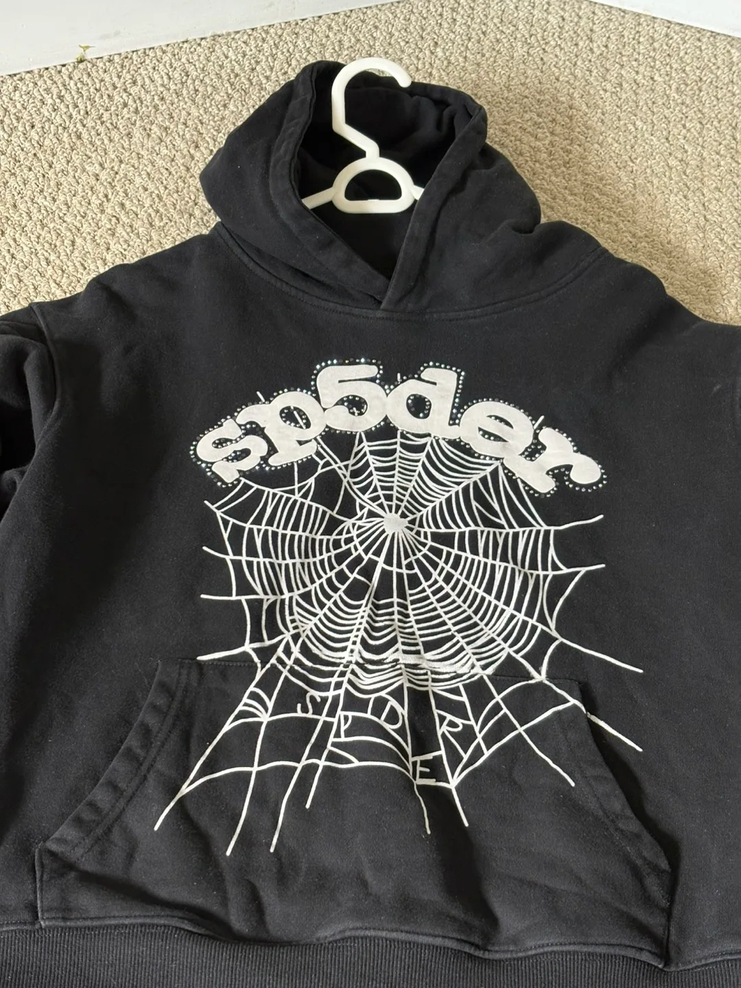 Sp5der Black Hoodie - Size S thumbnail