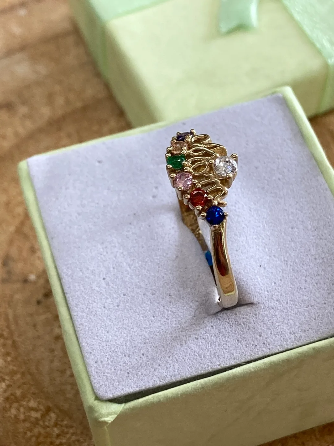 Real Gold 14k Ring with Colorful Stones image indicator(5)