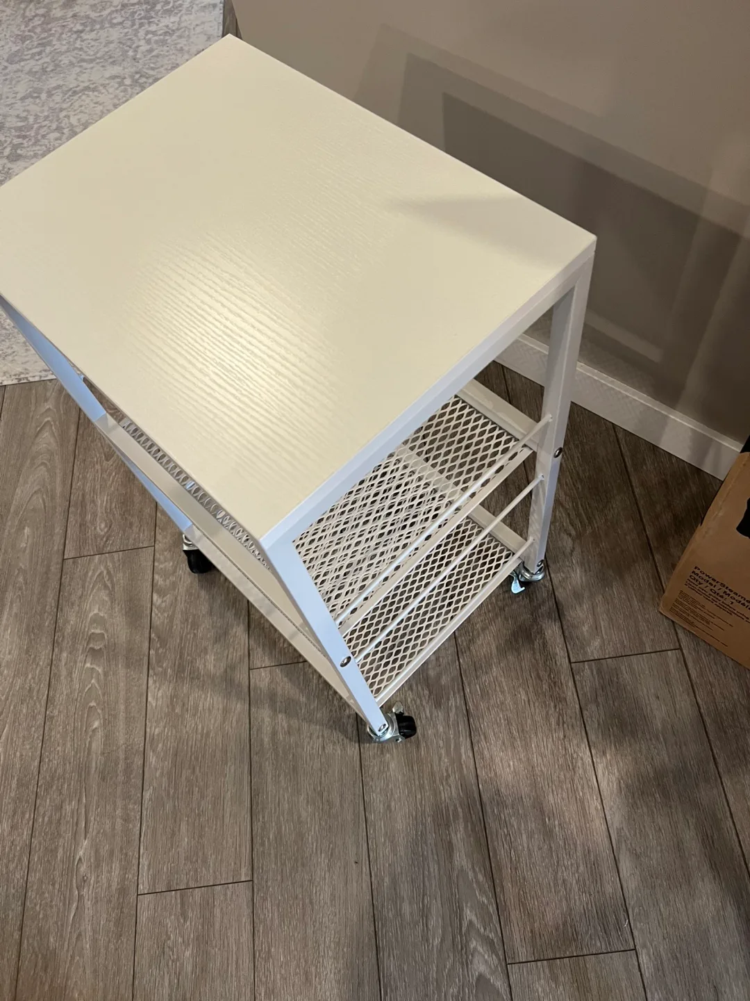 White Rolling Side Table thumbnail