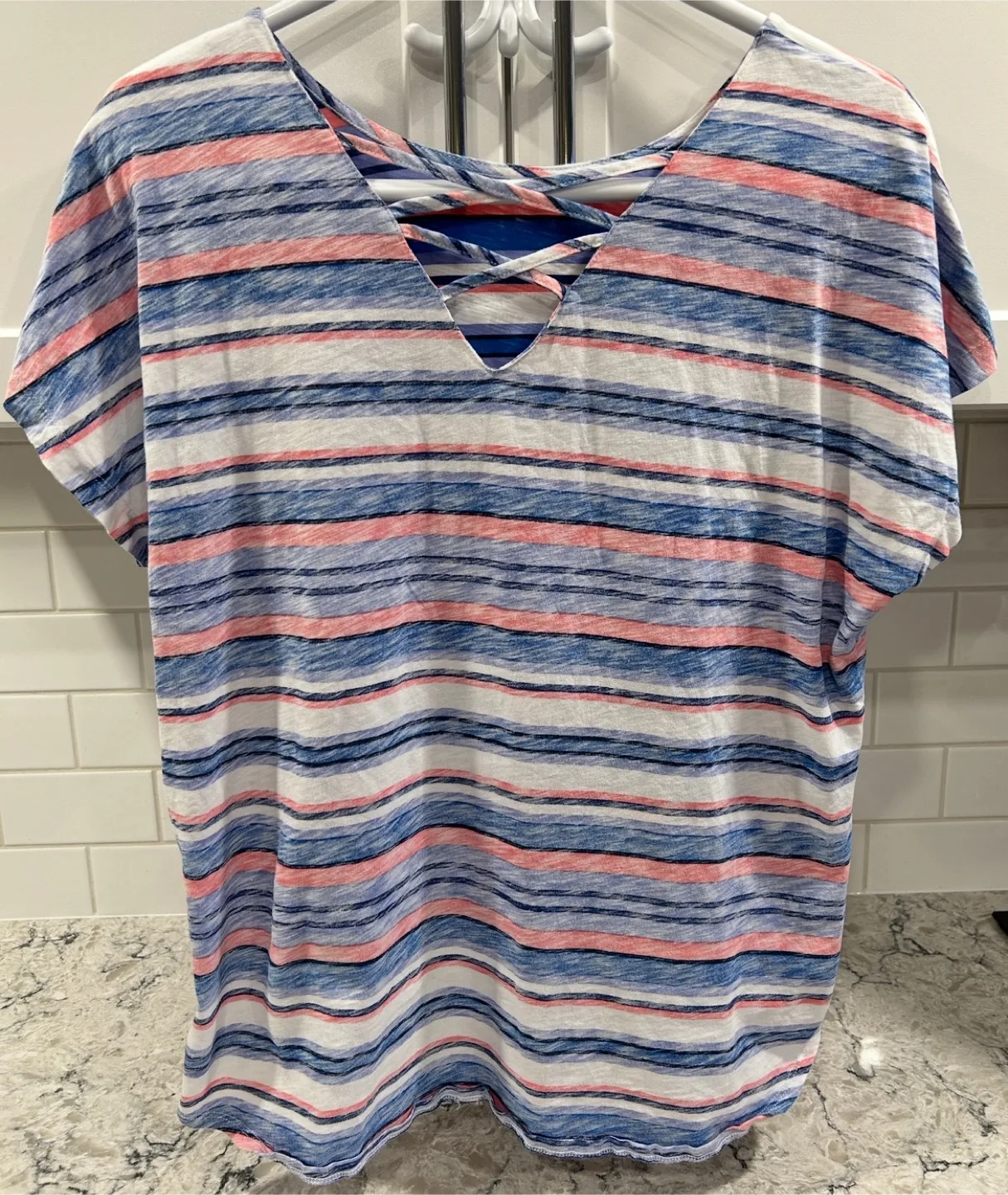 Women’s Striped V-Neck T-Shirt thumbnail