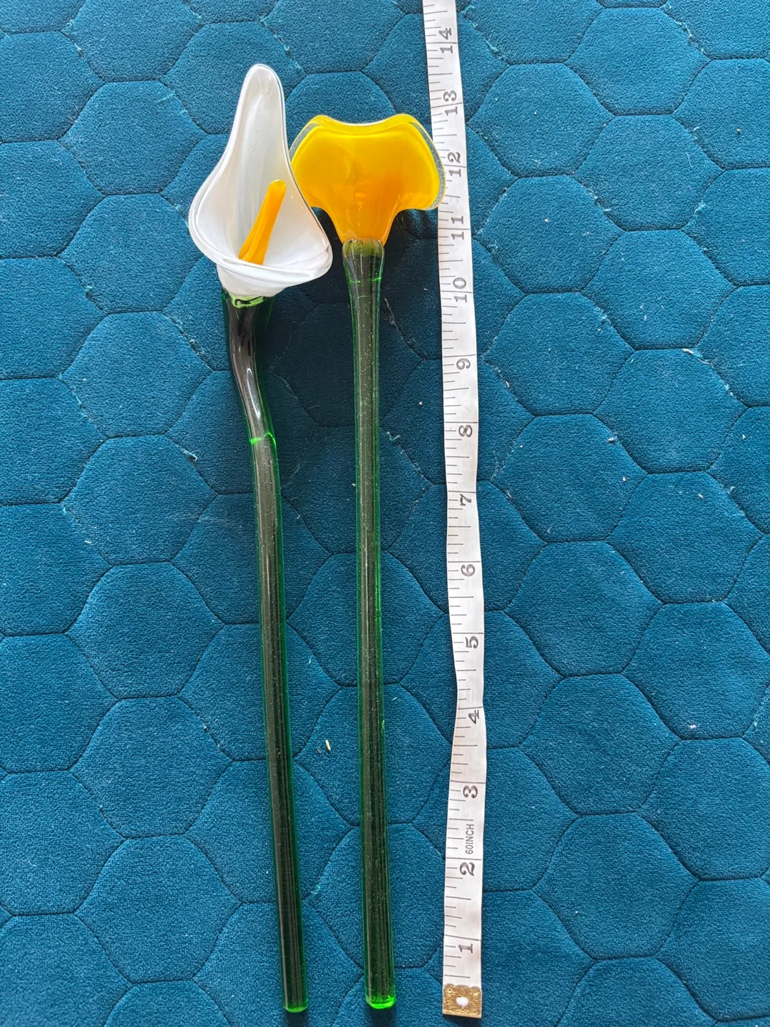 Glass Flower Decor - White & Yellow thumbnail