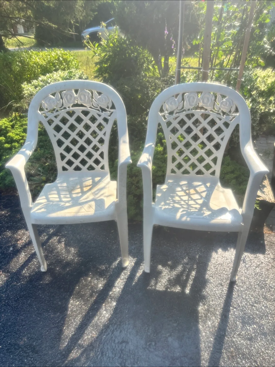 White Plastic Outdoor Chairs - Set of 2 thumbnail