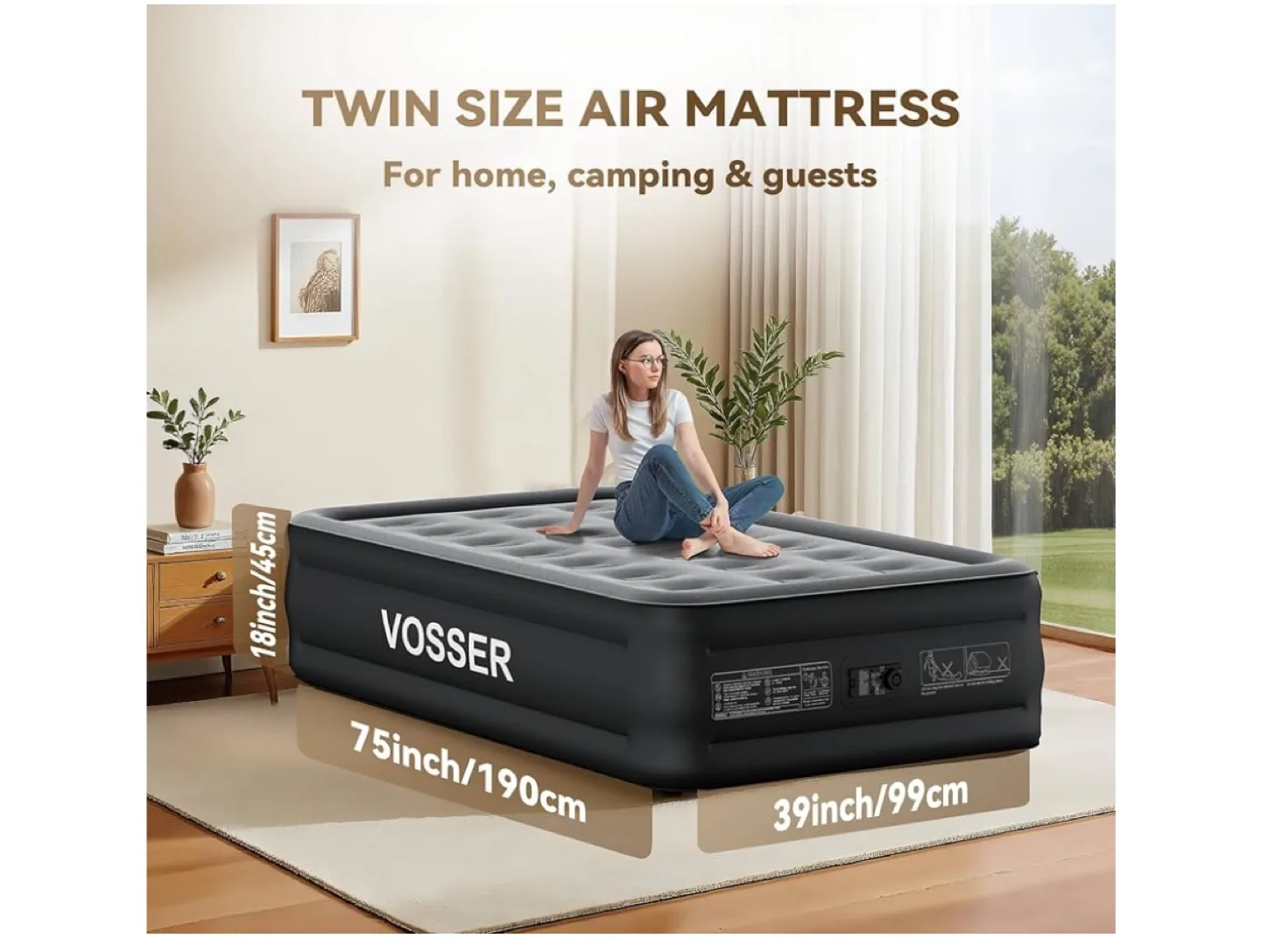 Twin Size Air Mattress w/ Built In Pump thumbnail