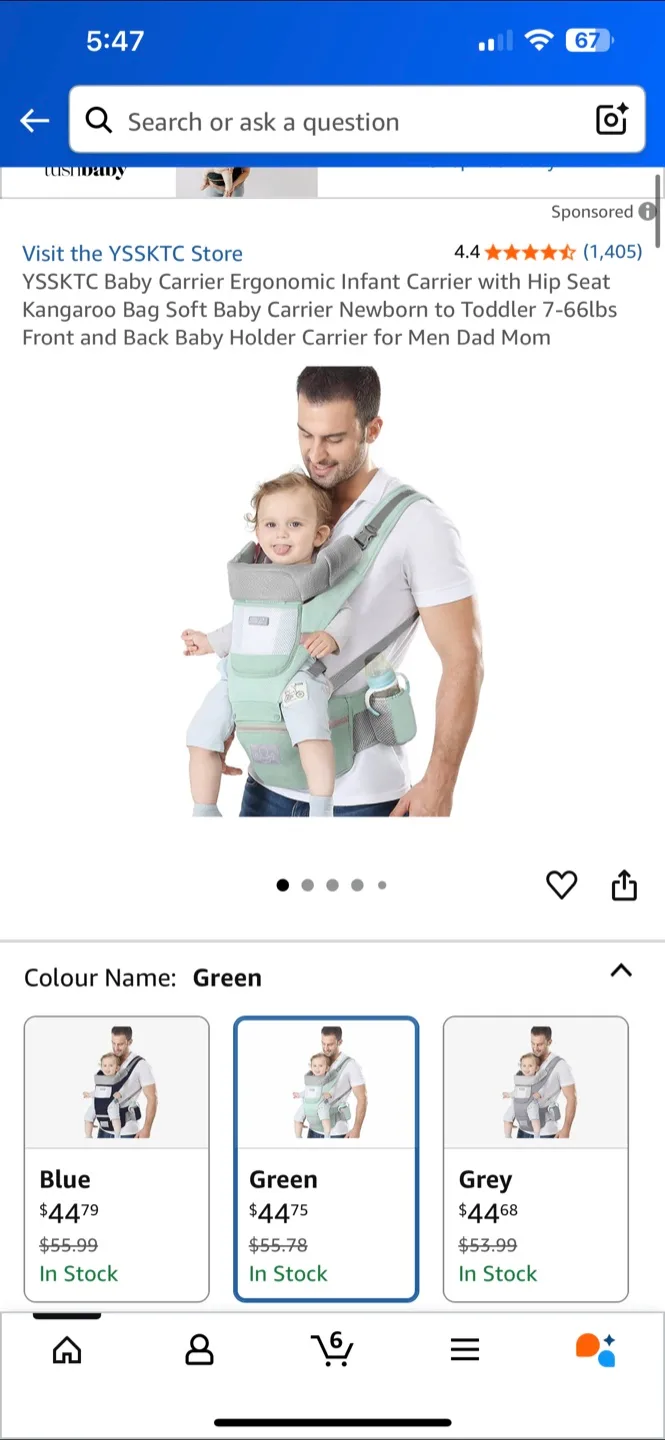 YSSKTC Baby Carrier - Green thumbnail