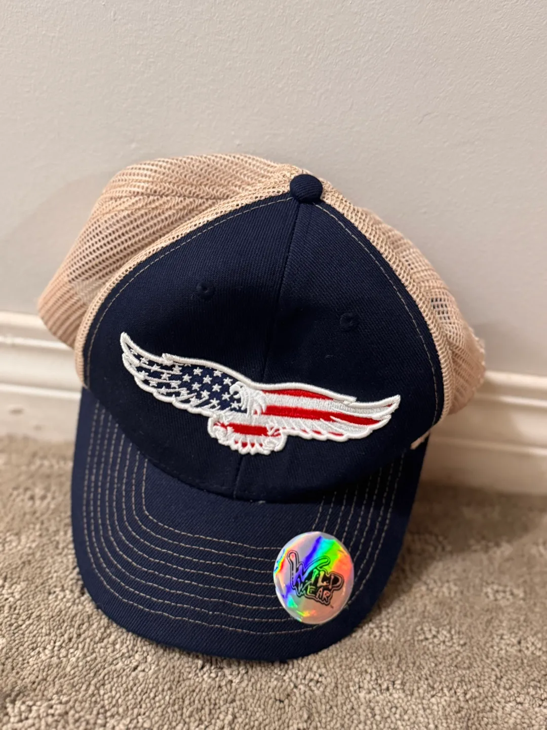 Wild Wear Navy Blue Hat with Eagle Design thumbnail