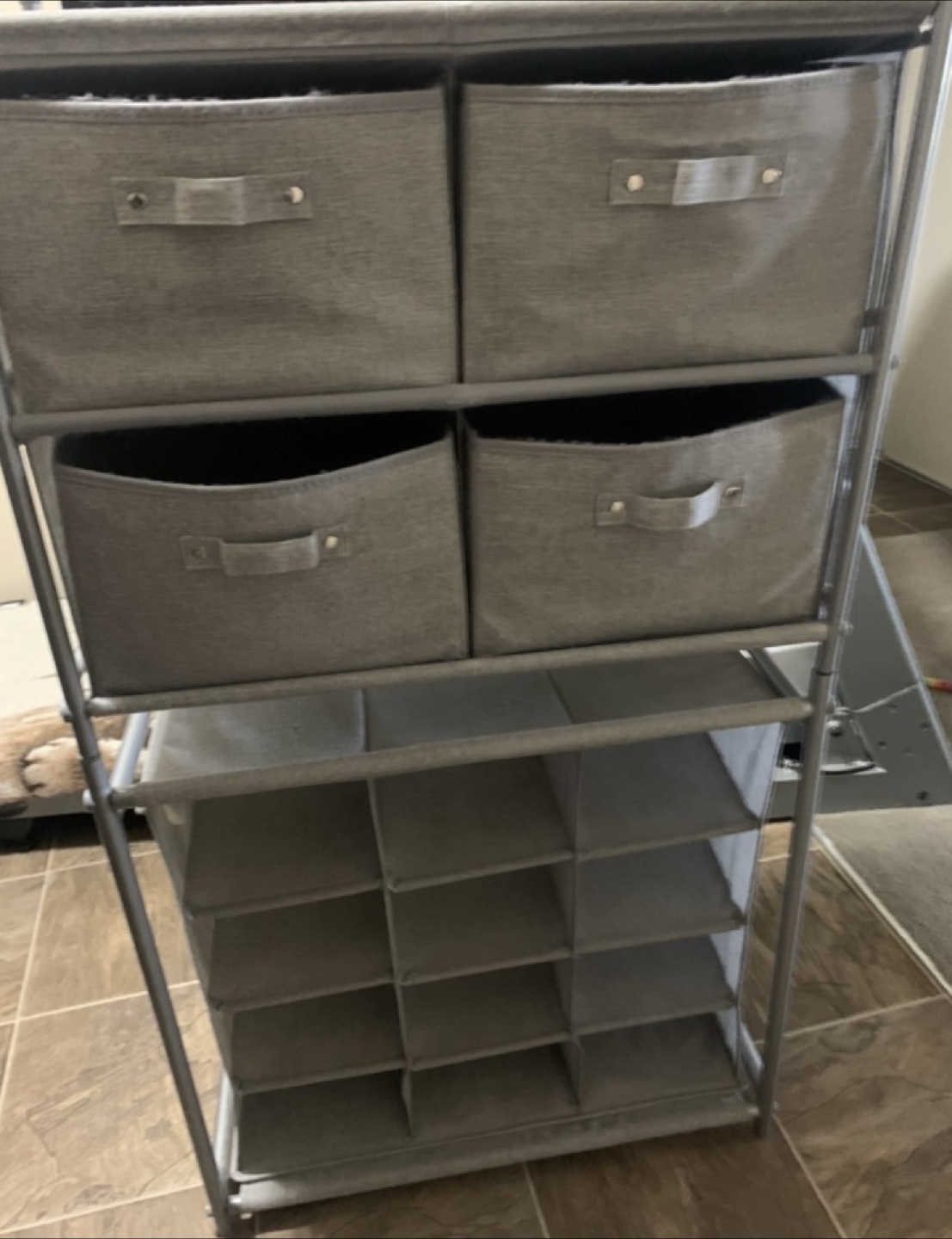 Grey Fabric Storage Shelf Unit